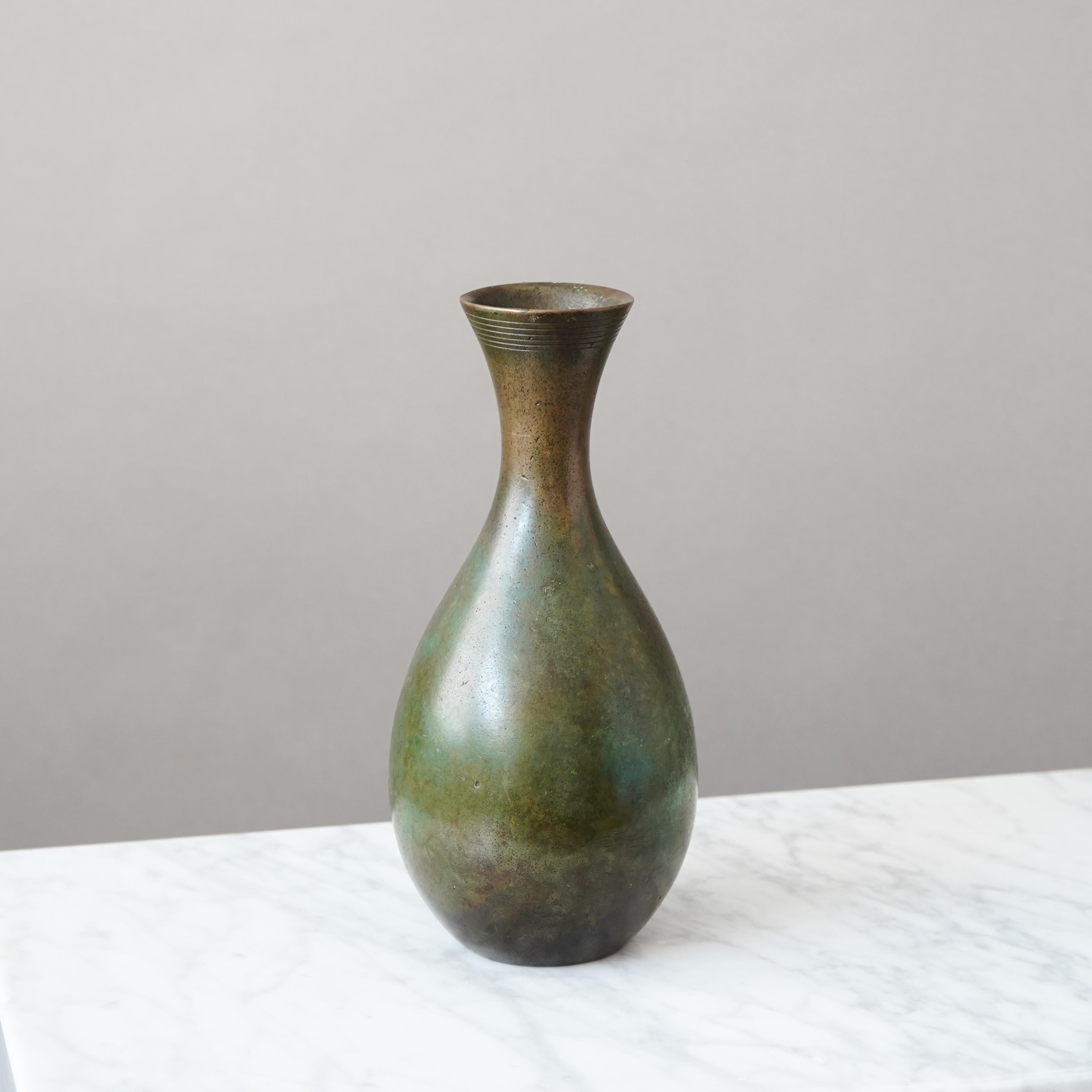 Art Déco Large Art Deco Bronze Vase by GAB Guldsmedsaktiebolaget, Sweden, 1930s in vendita