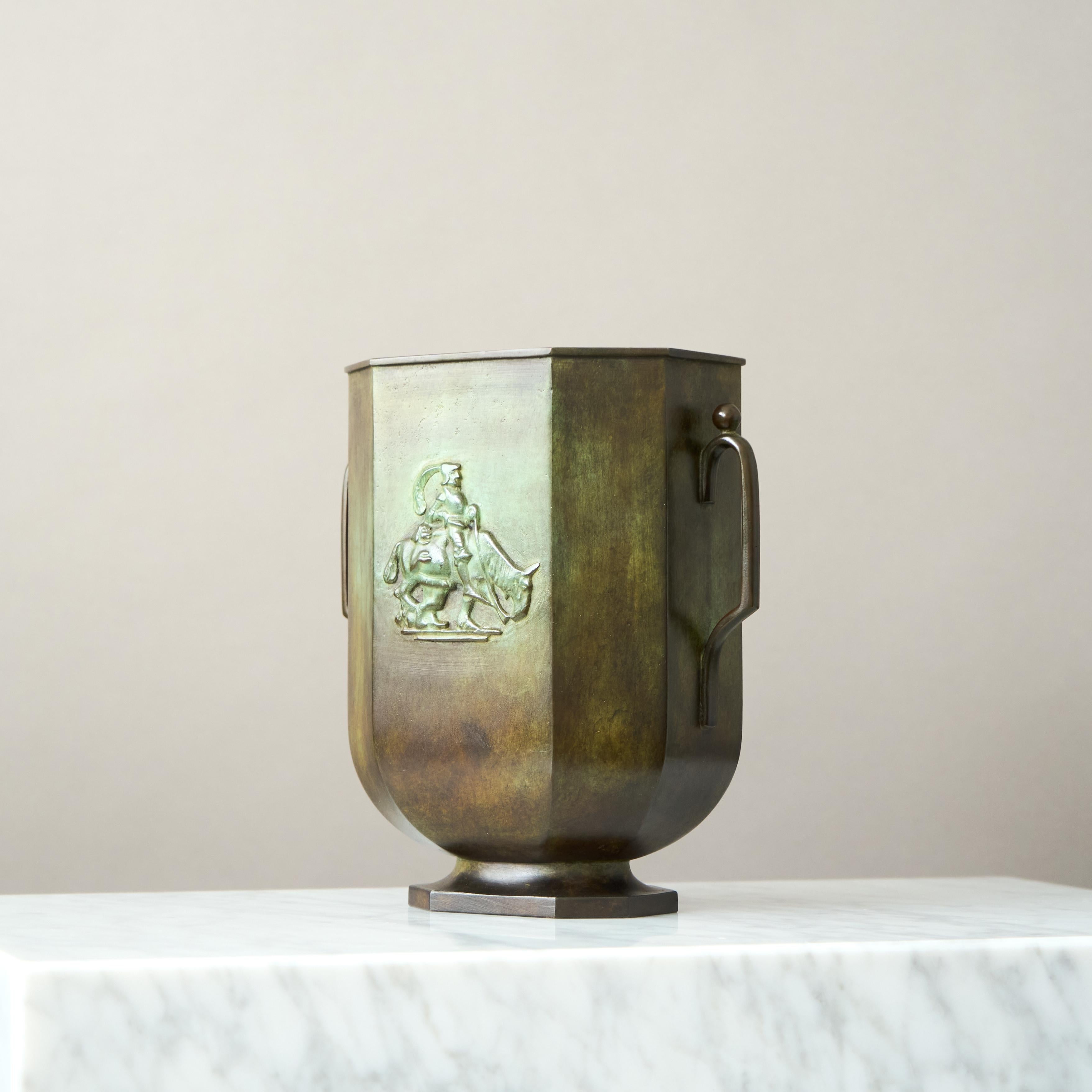 Swedish Large Art Deco Bronze Vase by GAB Guldsmedsaktiebolaget, Sweden, 1930s For Sale
