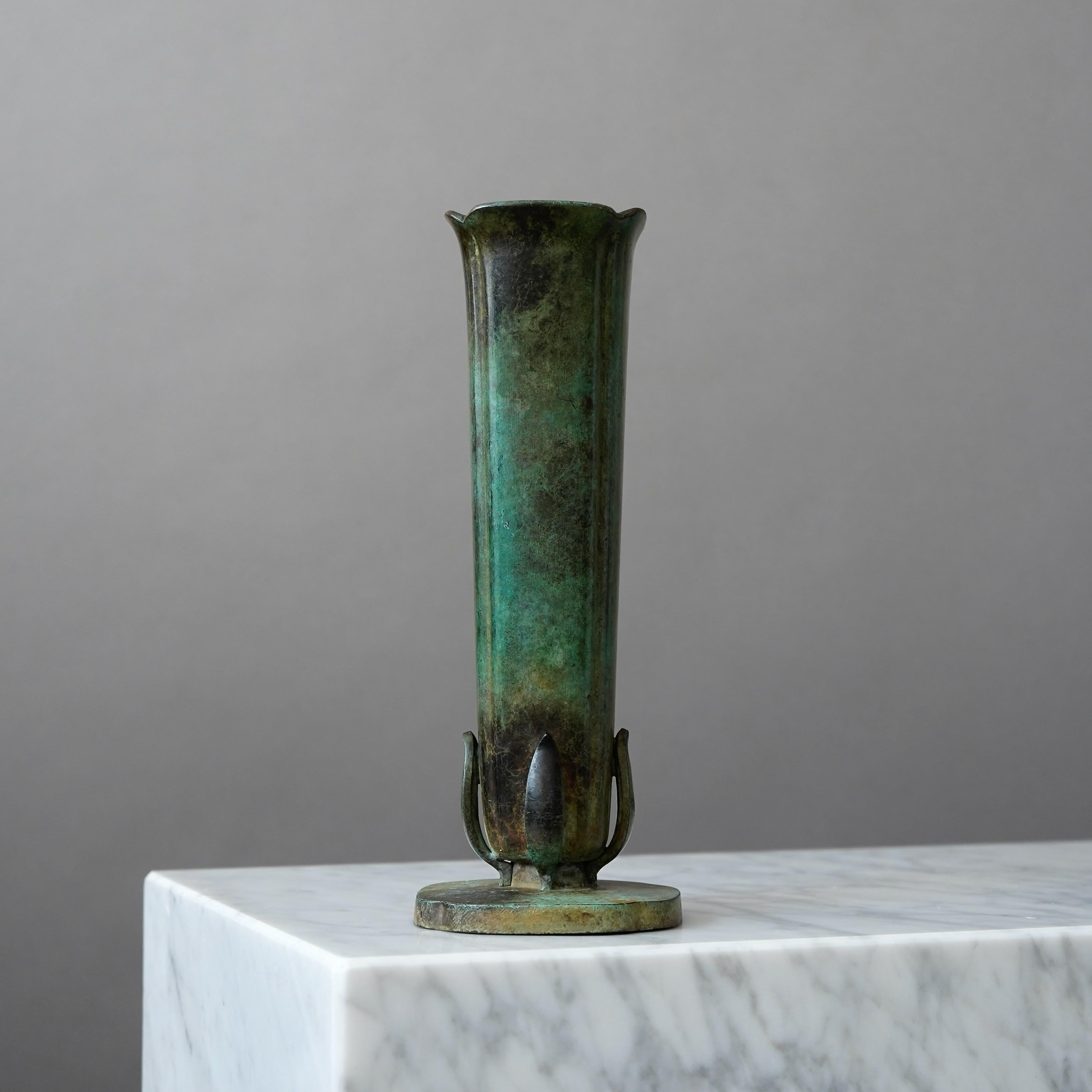 Large Art Deco Bronze Vase by GAB Guldsmedsaktiebolaget, Sweden, 1930s For Sale 2
