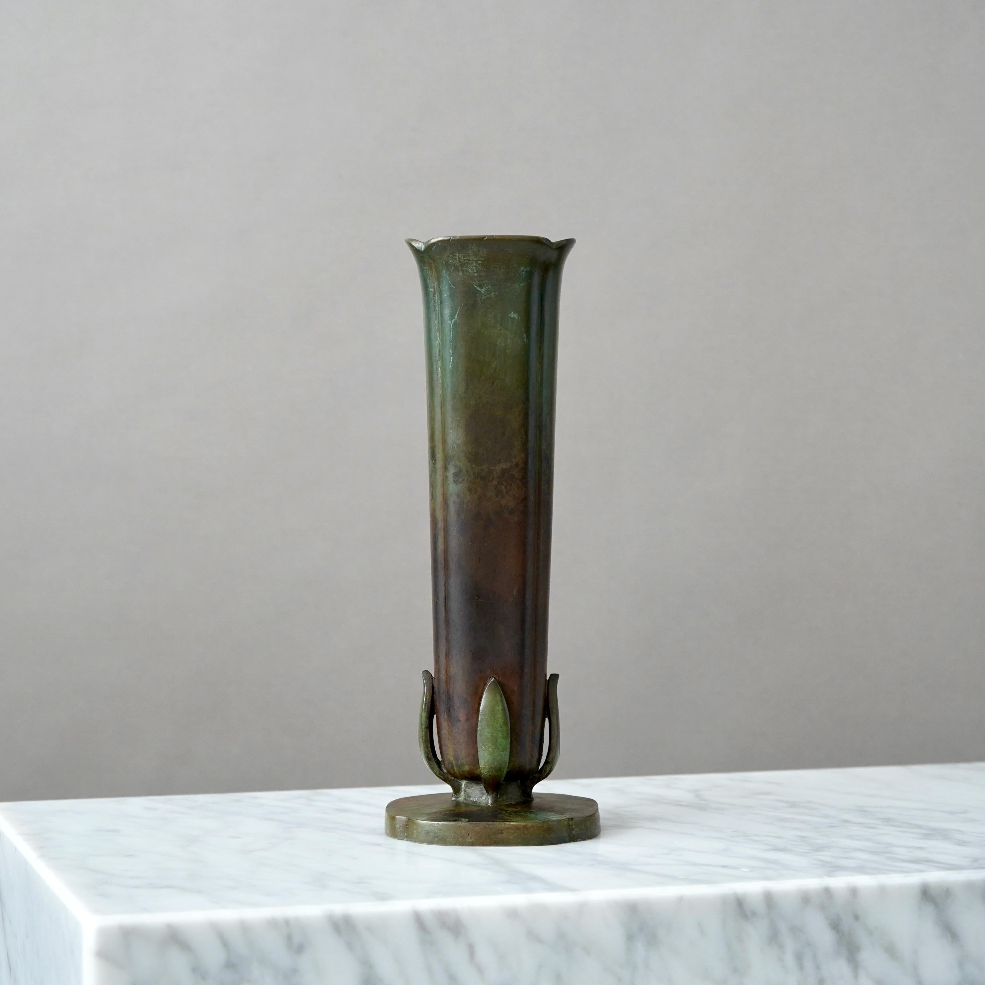 Large Art Deco Bronze Vase by GAB Guldsmedsaktiebolaget, Sweden, 1930s For Sale 3