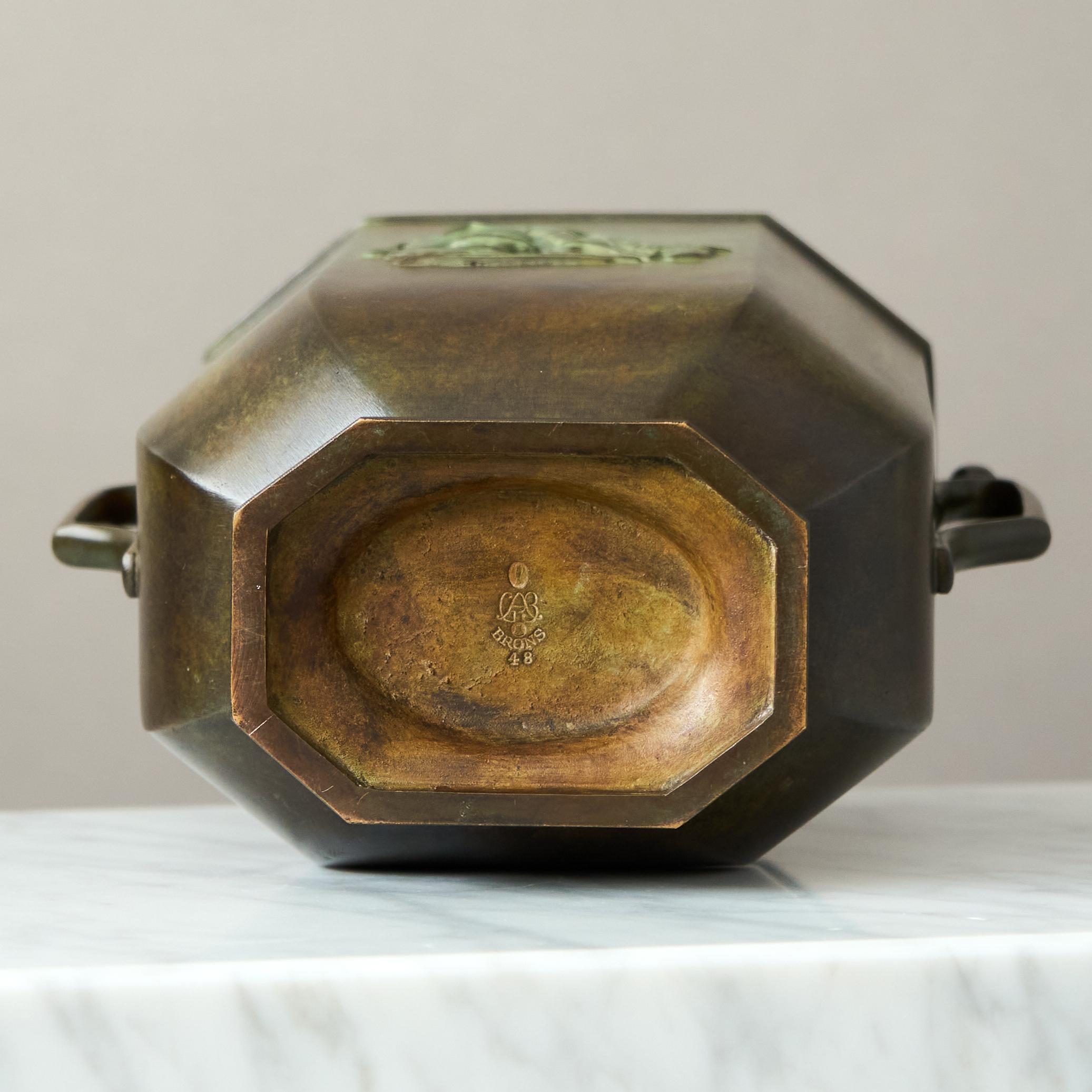 Large Art Deco Bronze Vase by GAB Guldsmedsaktiebolaget, Sweden, 1930s For Sale 3