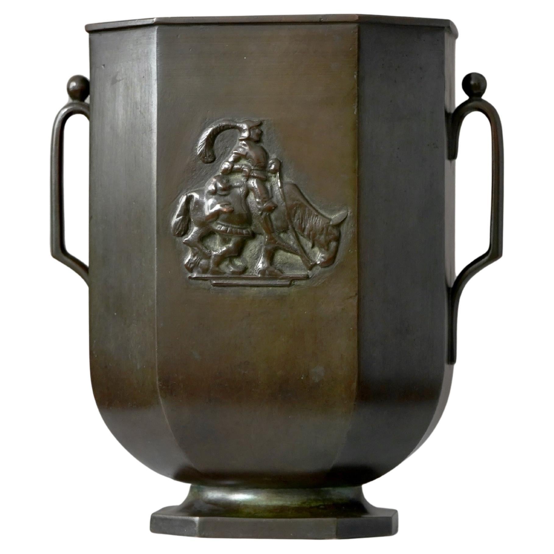 Large Art Deco Bronze Vase by GAB Guldsmedsaktiebolaget, Sweden, 1930s