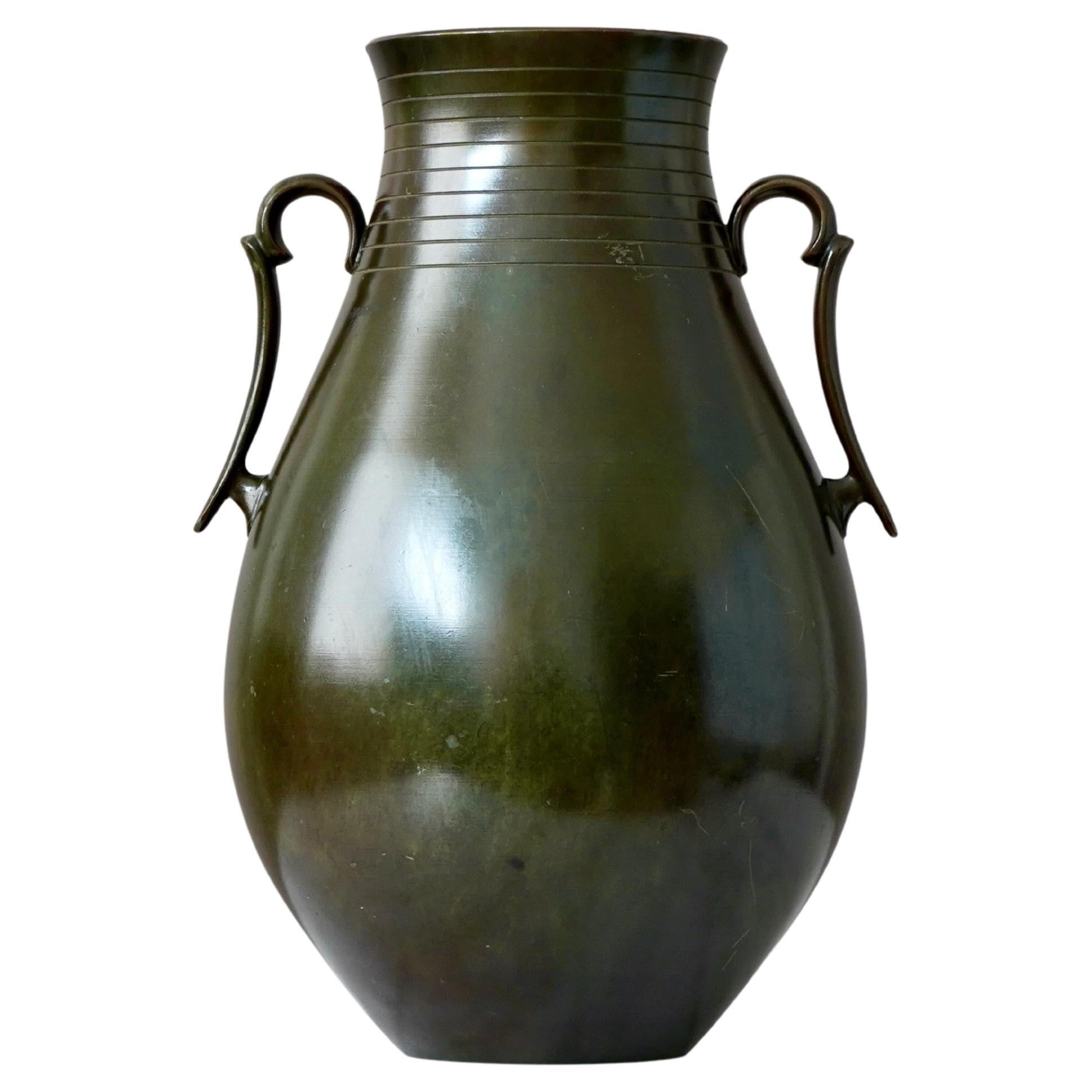 Large Art Deco Bronze Vase by GAB Guldsmedsaktiebolaget, Sweden, 1930s
