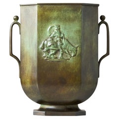 Large Art Deco Bronze Vase by GAB Guldsmedsaktiebolaget, Sweden, 1930s