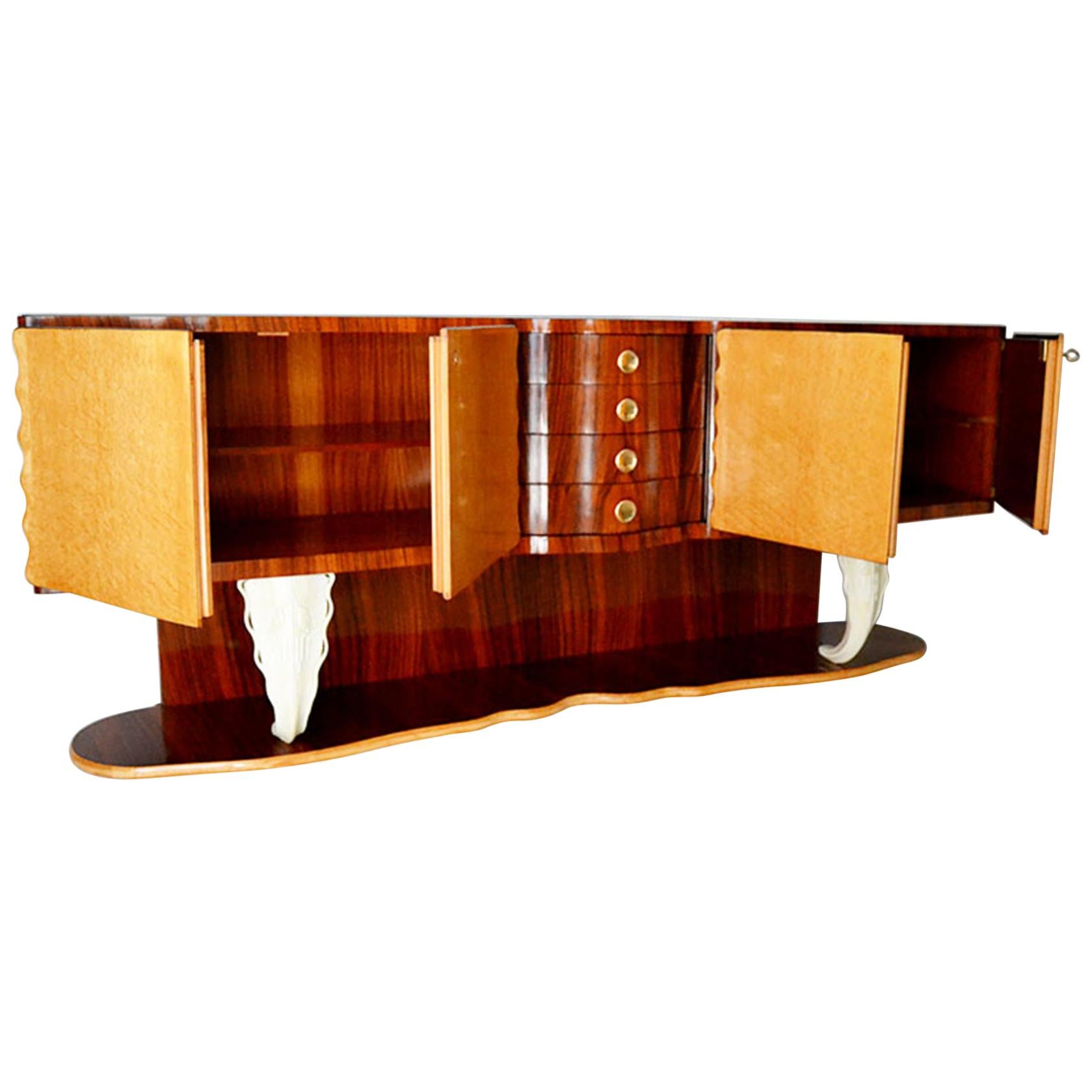 Large Art Deco Buffet by Designer Pier Luigi Colli, Rosewood, 1940s, Italy For Sale
