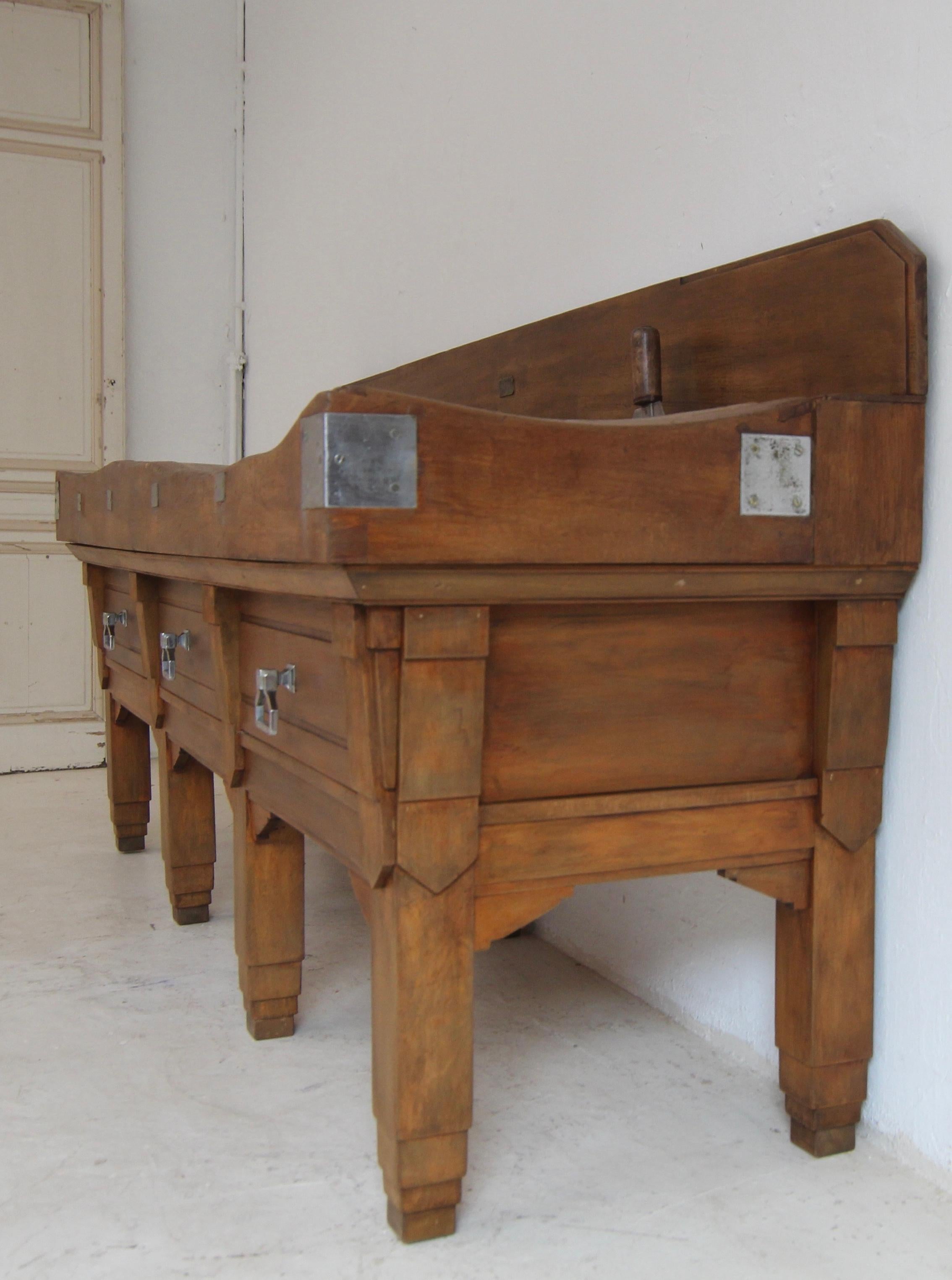 20th Century Large Art Deco Butcher´s Block Table For Sale