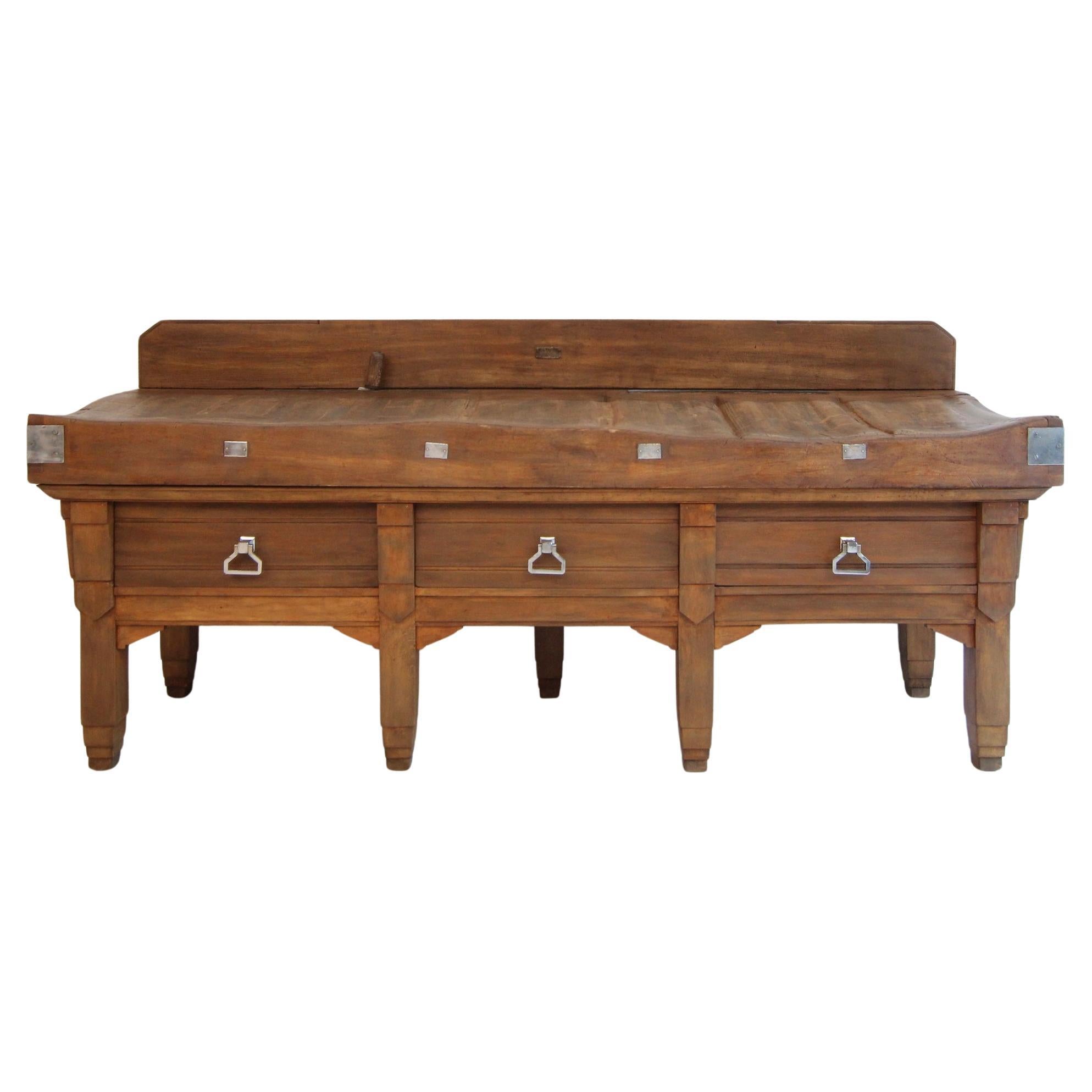 Large Art Deco Butcher´s Block Table For Sale