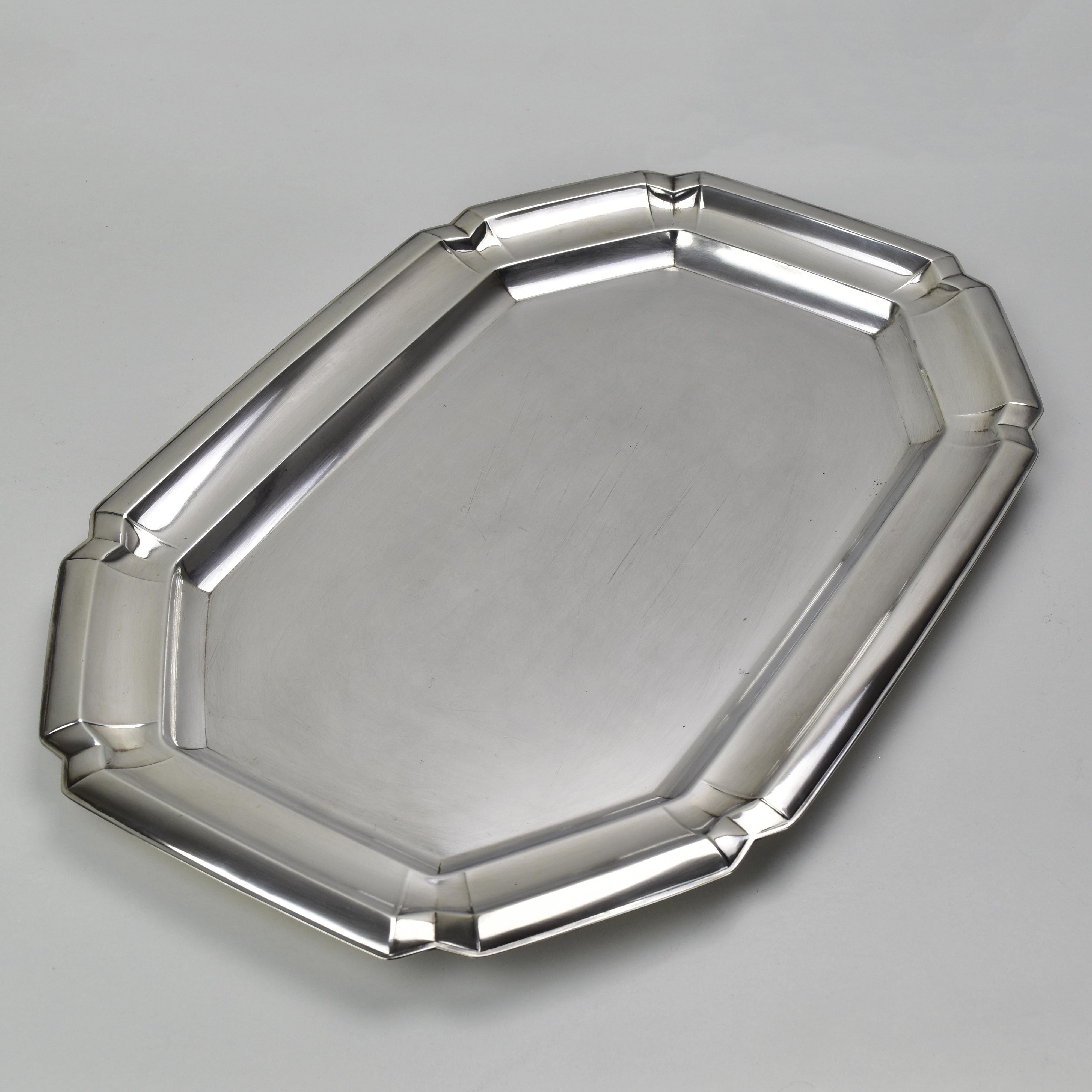 Large Art Deco Cabaret Bar Snack Tray by Quist Silverplate & Cut Crystal Liners For Sale 10