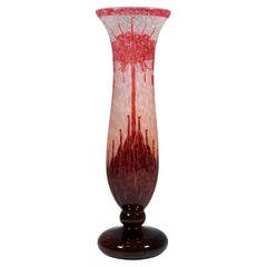 Large Art Deco Cameo Vase, Rhododendrons, Charles Schneider, France, 1927-1928