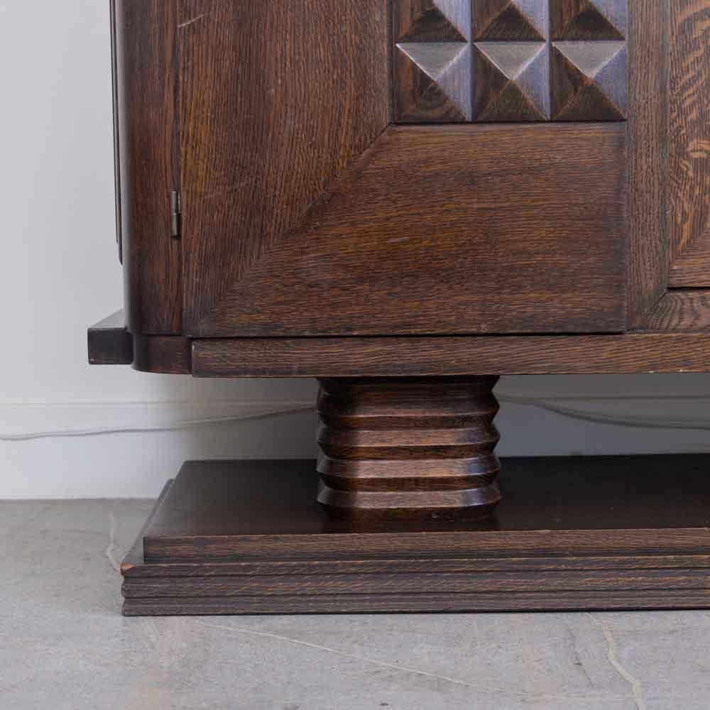 Large Art Deco Carved Wood Cabinet by Charles Dudouyt For Sale 5