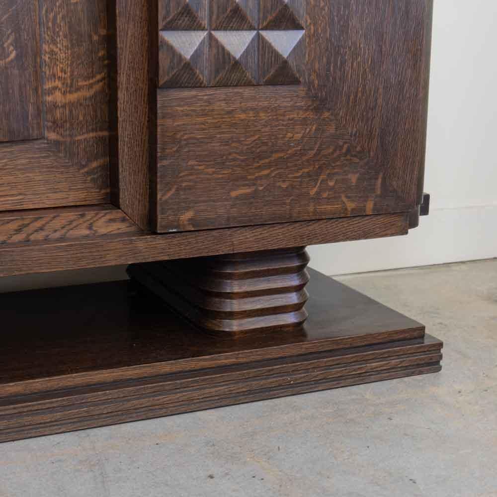 Large Art Deco Carved Wood Cabinet by Charles Dudouyt For Sale 7