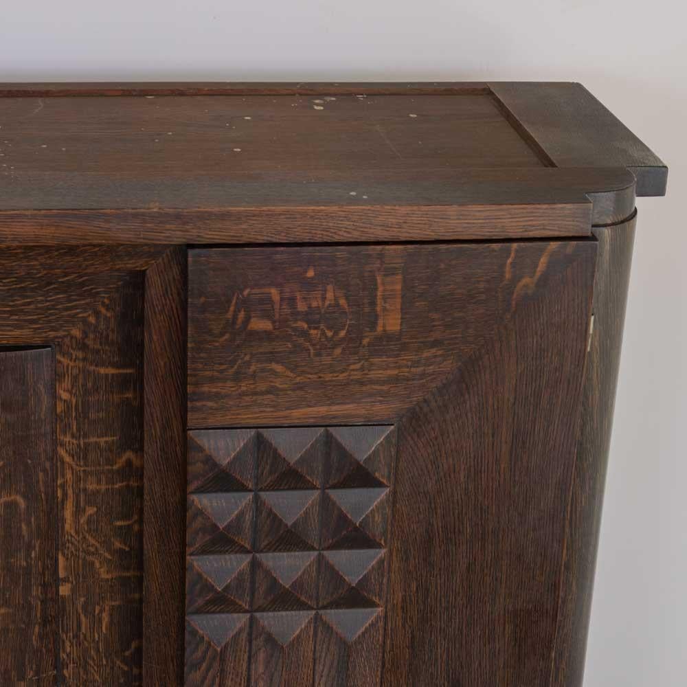 Large Art Deco Carved Wood Cabinet by Charles Dudouyt For Sale 9