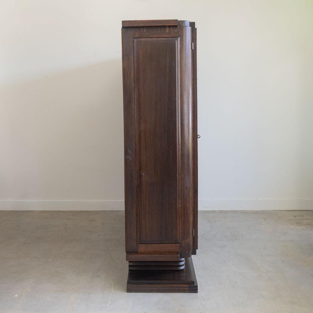 20th Century Large Art Deco Carved Wood Cabinet by Charles Dudouyt For Sale