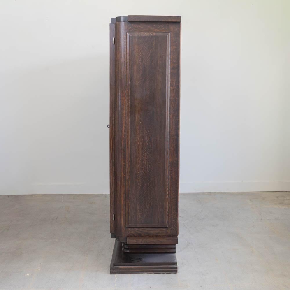 Large Art Deco Carved Wood Cabinet by Charles Dudouyt For Sale 1