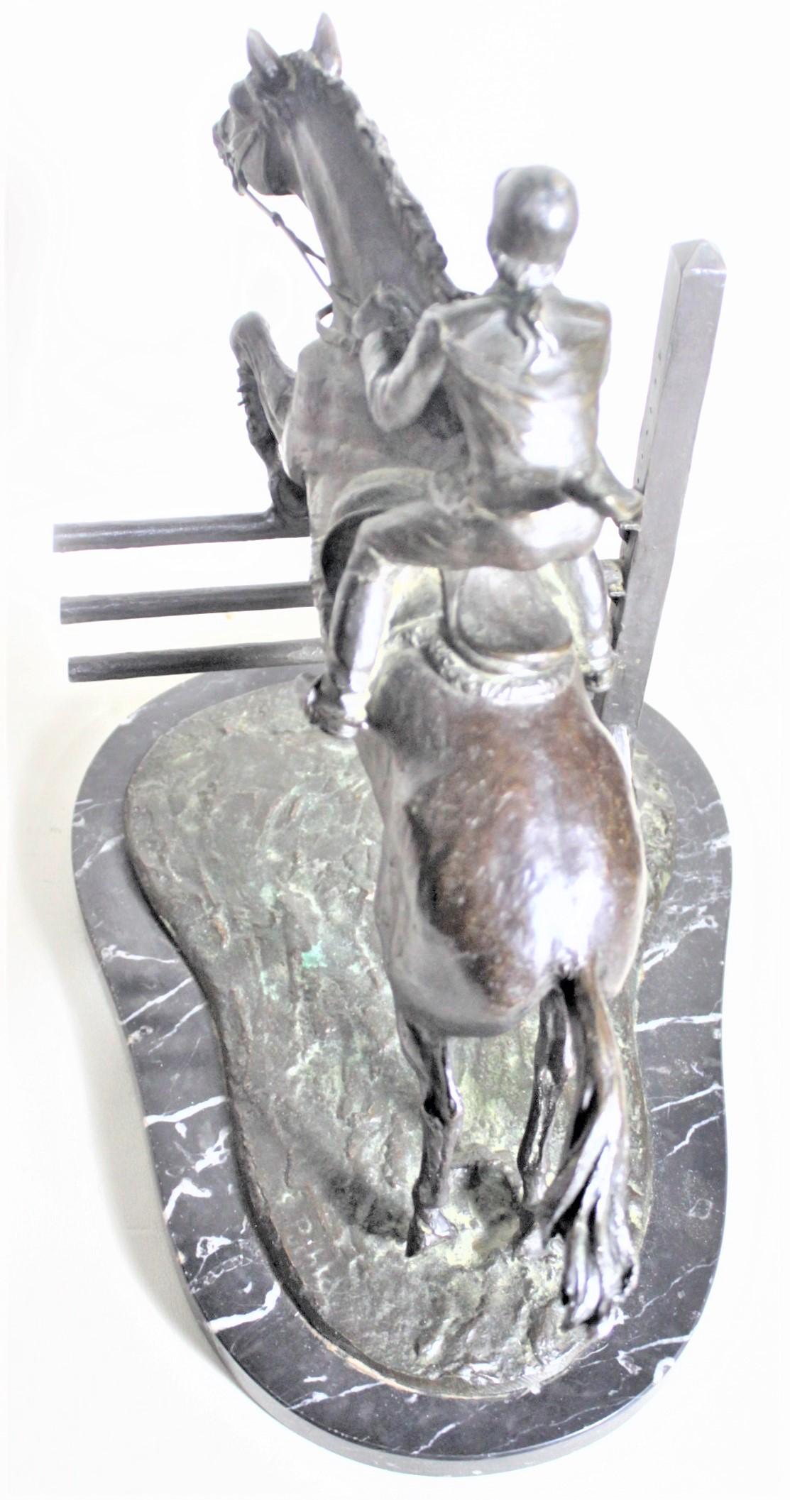 Large Art Deco Cast Bronze Horse Jumping & Rider or Steeplechase Sculpture 4