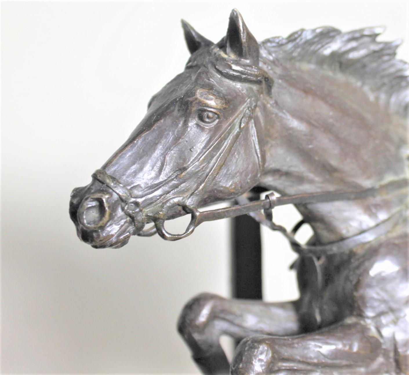 Large Art Deco Cast Bronze Horse Jumping & Rider or Steeplechase Sculpture 7