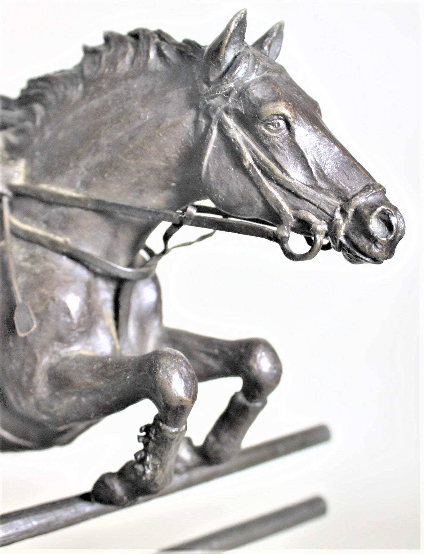 Large Art Deco Cast Bronze Horse Jumping & Rider or Steeplechase Sculpture 9