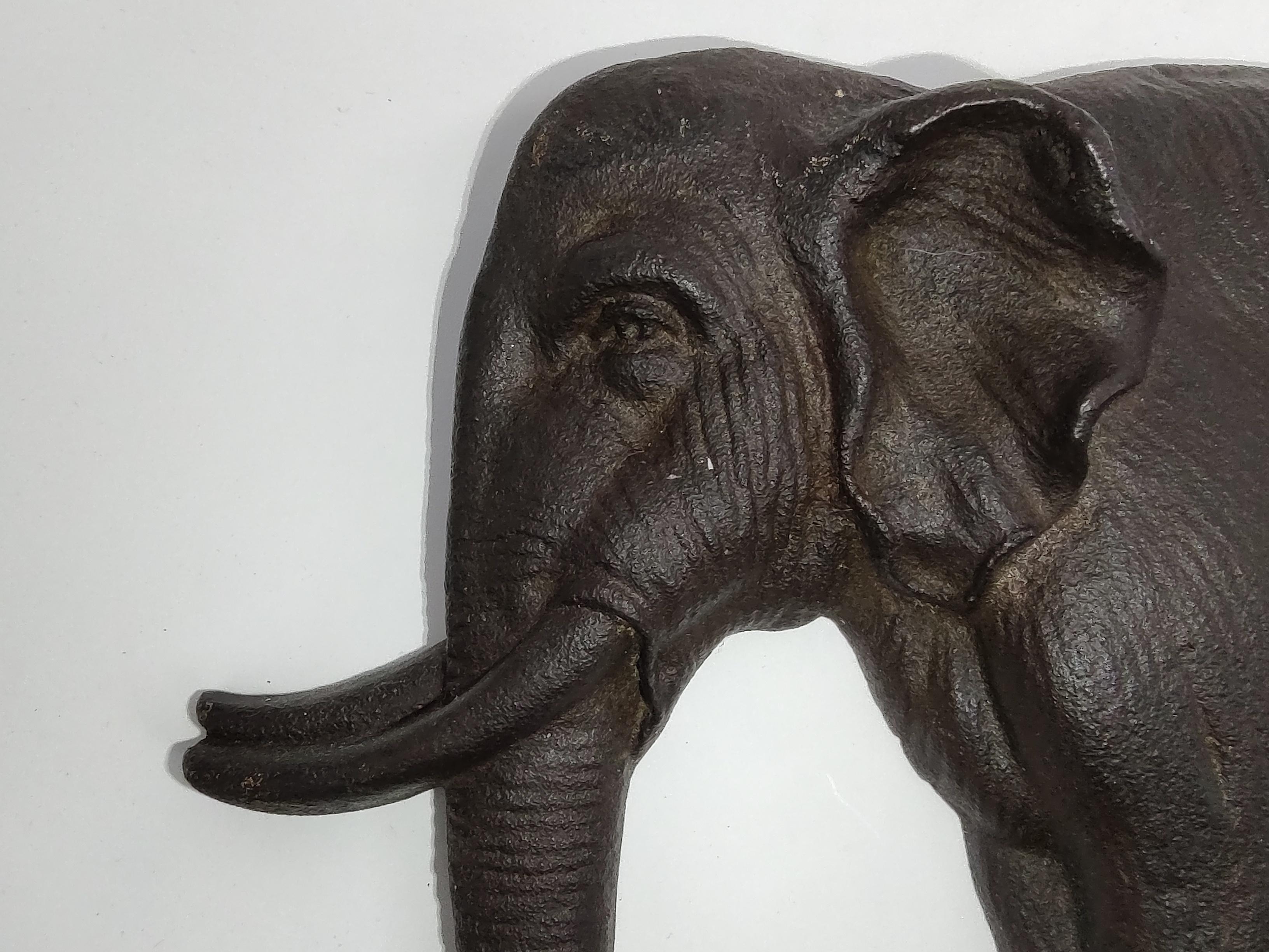 Large Art Deco Cast Iron Elephant Door Stop  In Good Condition In Port Jervis, NY