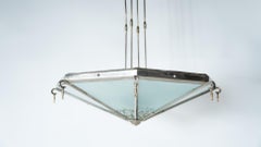 Large Art Deco Ceiling light, Glass and Metal, France, 1930s
