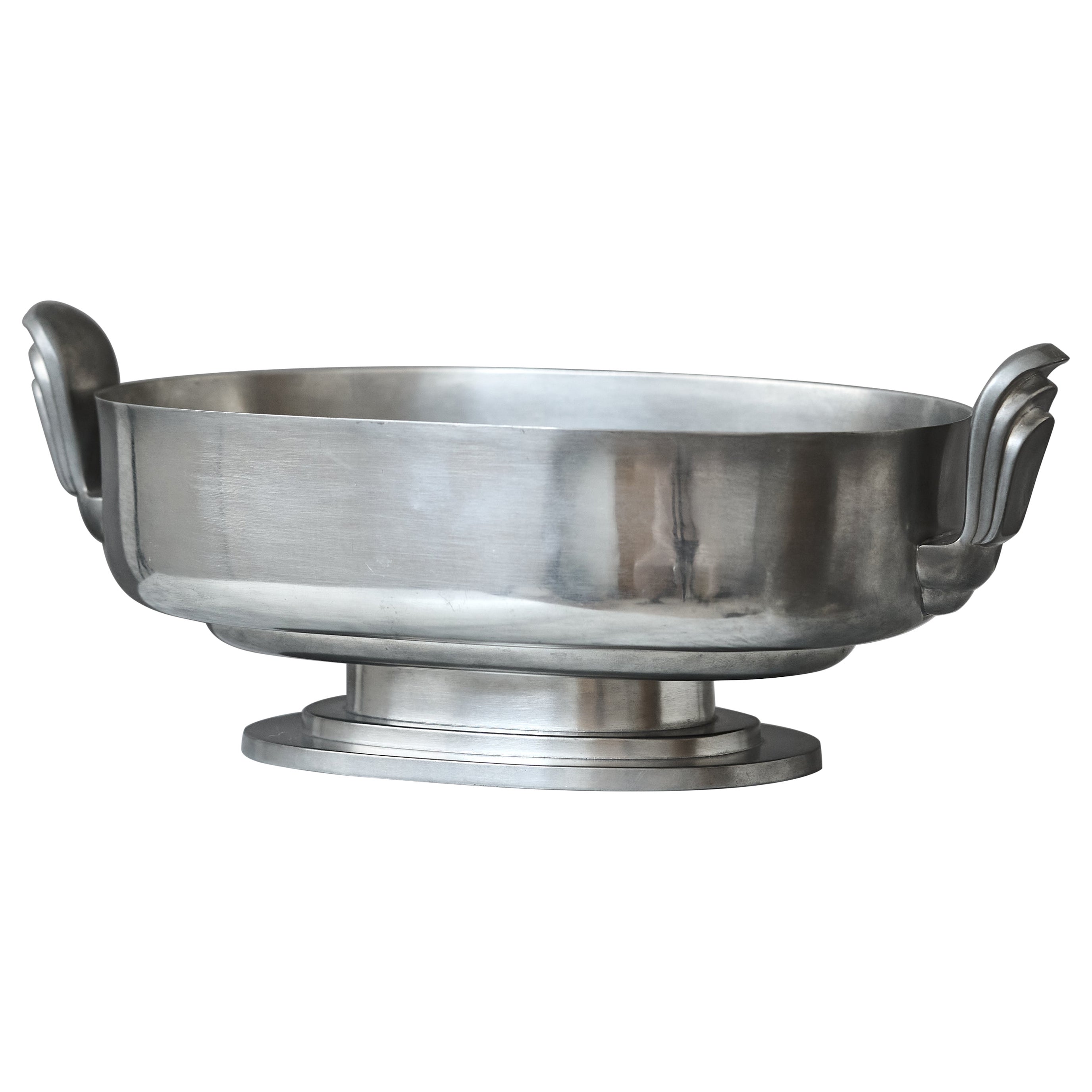 Large Art Deco Centerpiece Pewter Bowl by GAB, Sweden, 1934.