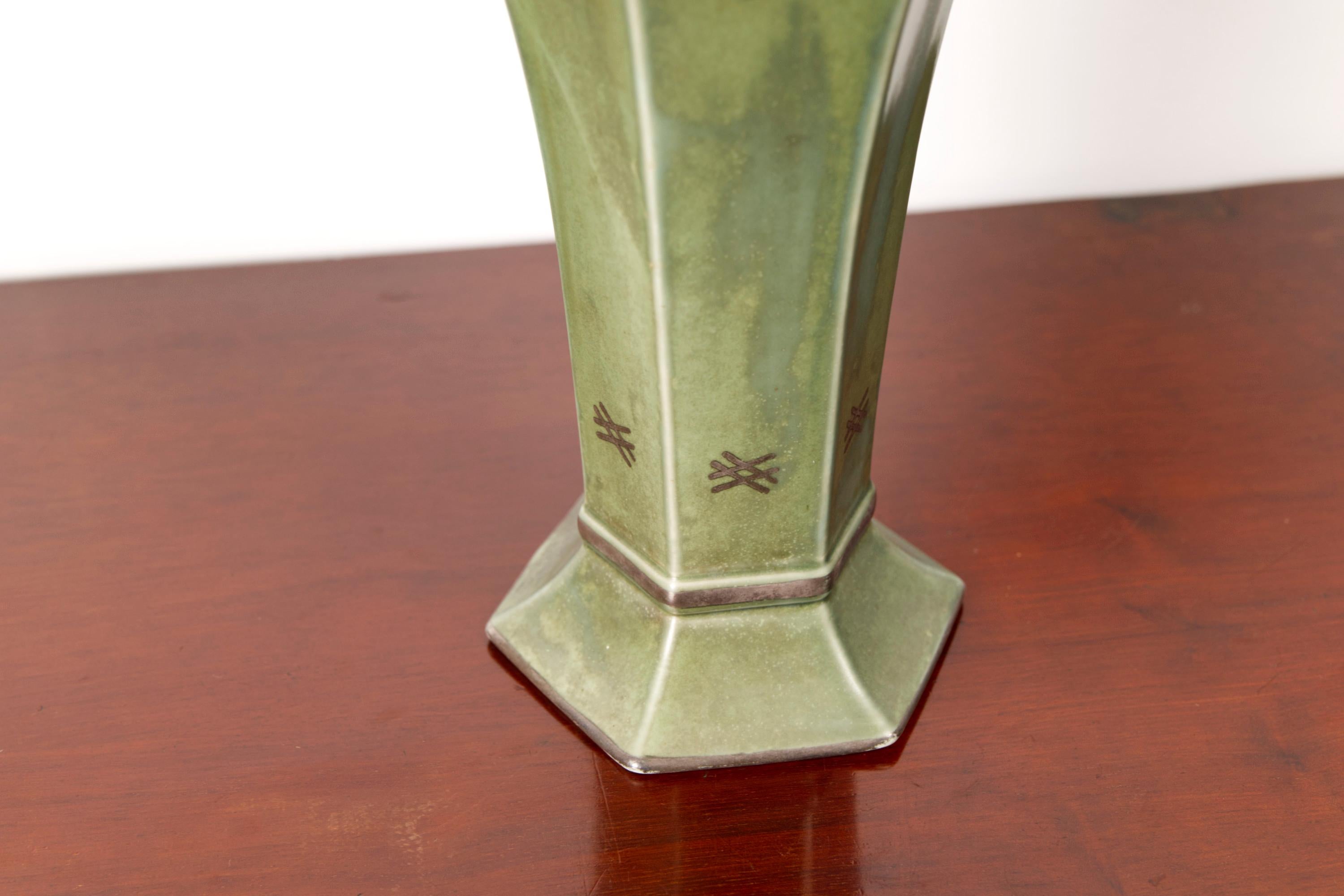 Mid-20th Century Large Art Deco Ceramic Vase by Arabia Finland, 1940s For Sale