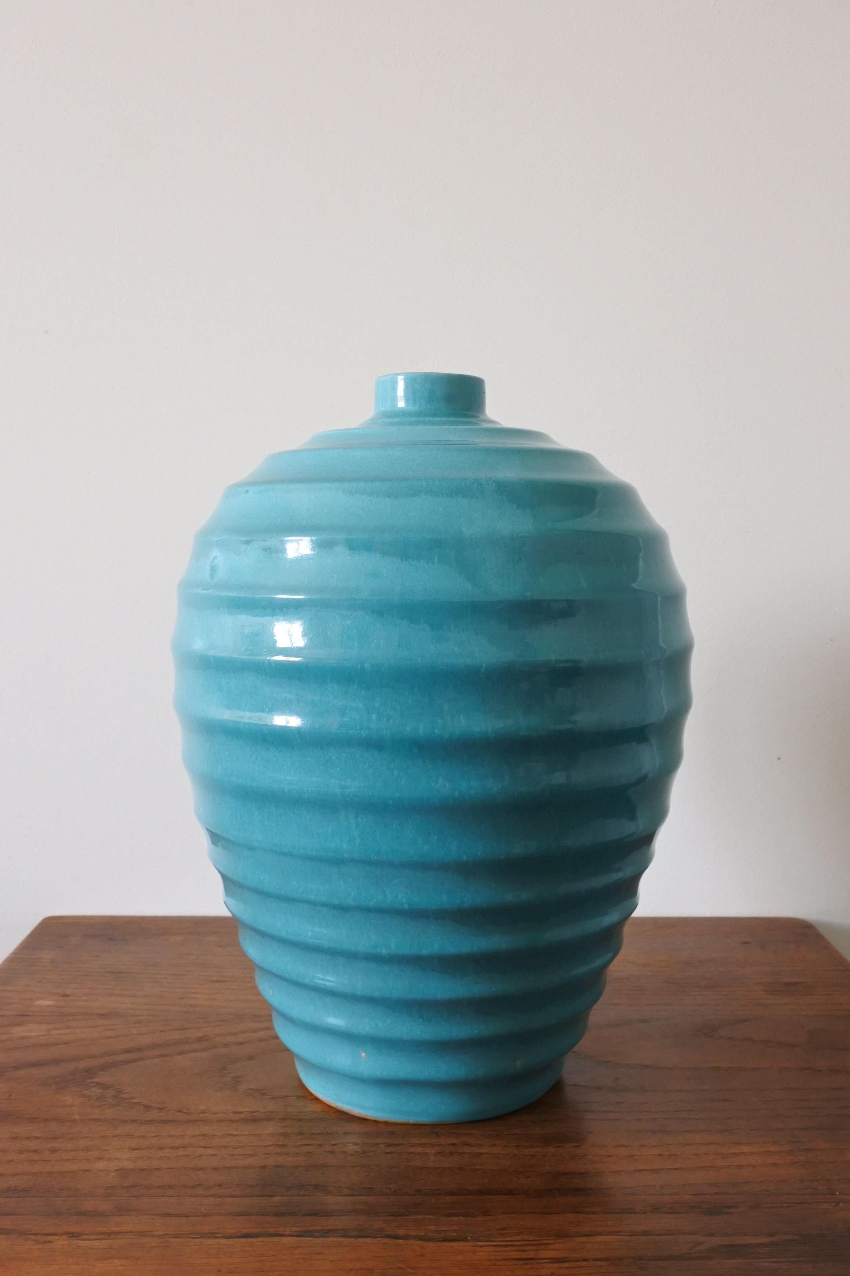French Large Art Deco Ceramic Vase by Primavera, France 1930s