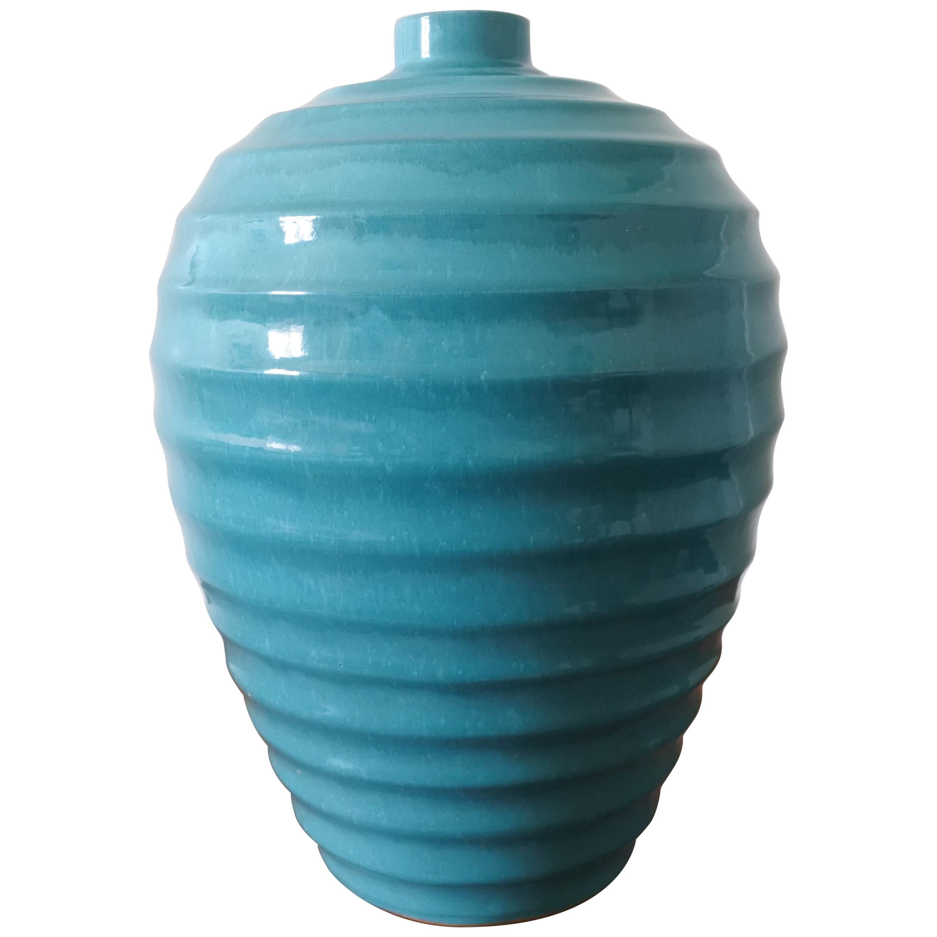Large Art Deco Ceramic Vase by Primavera, France 1930s