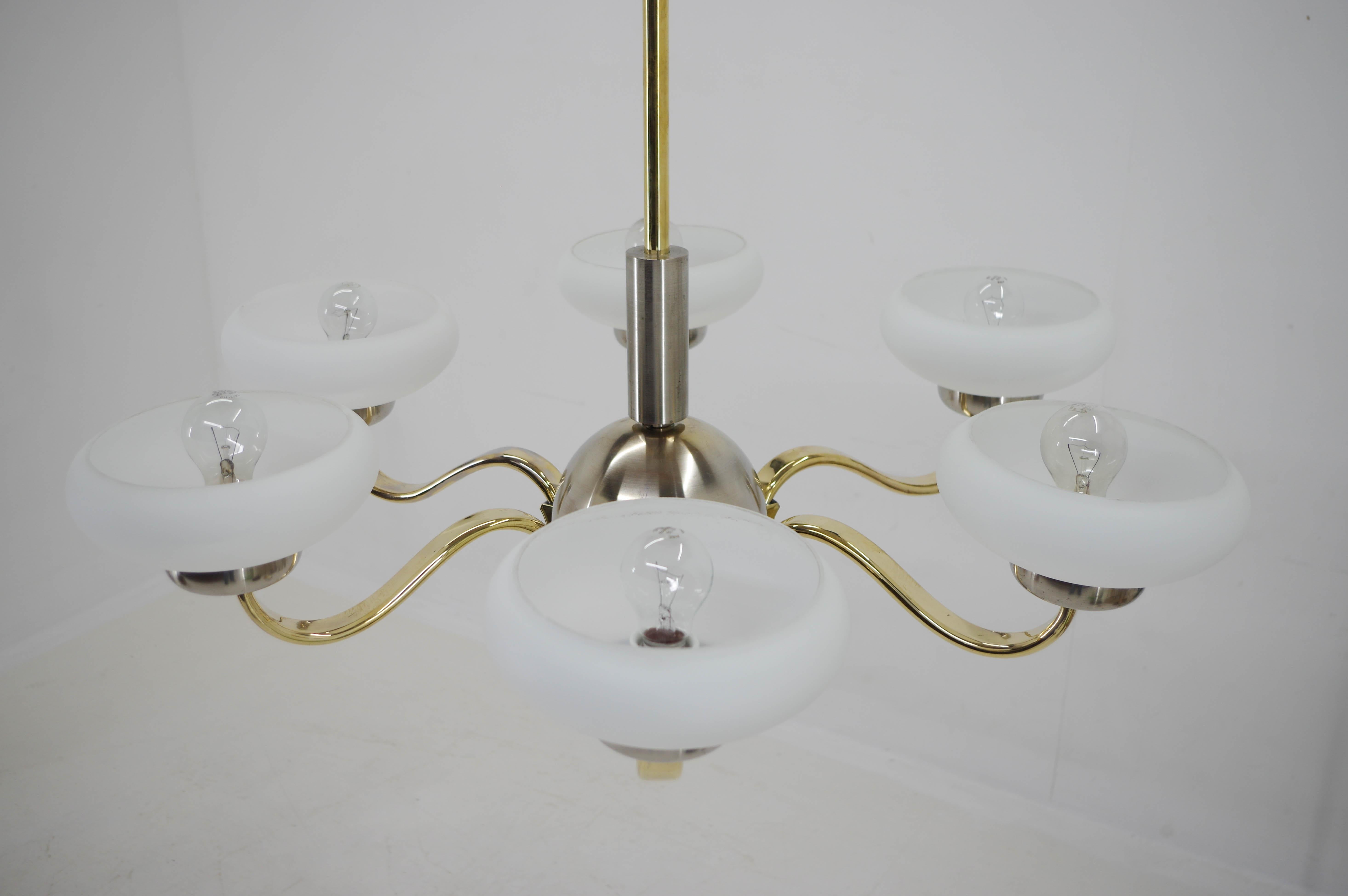 Mid-20th Century Large Art Deco Chandelier, 1930s, Restored For Sale