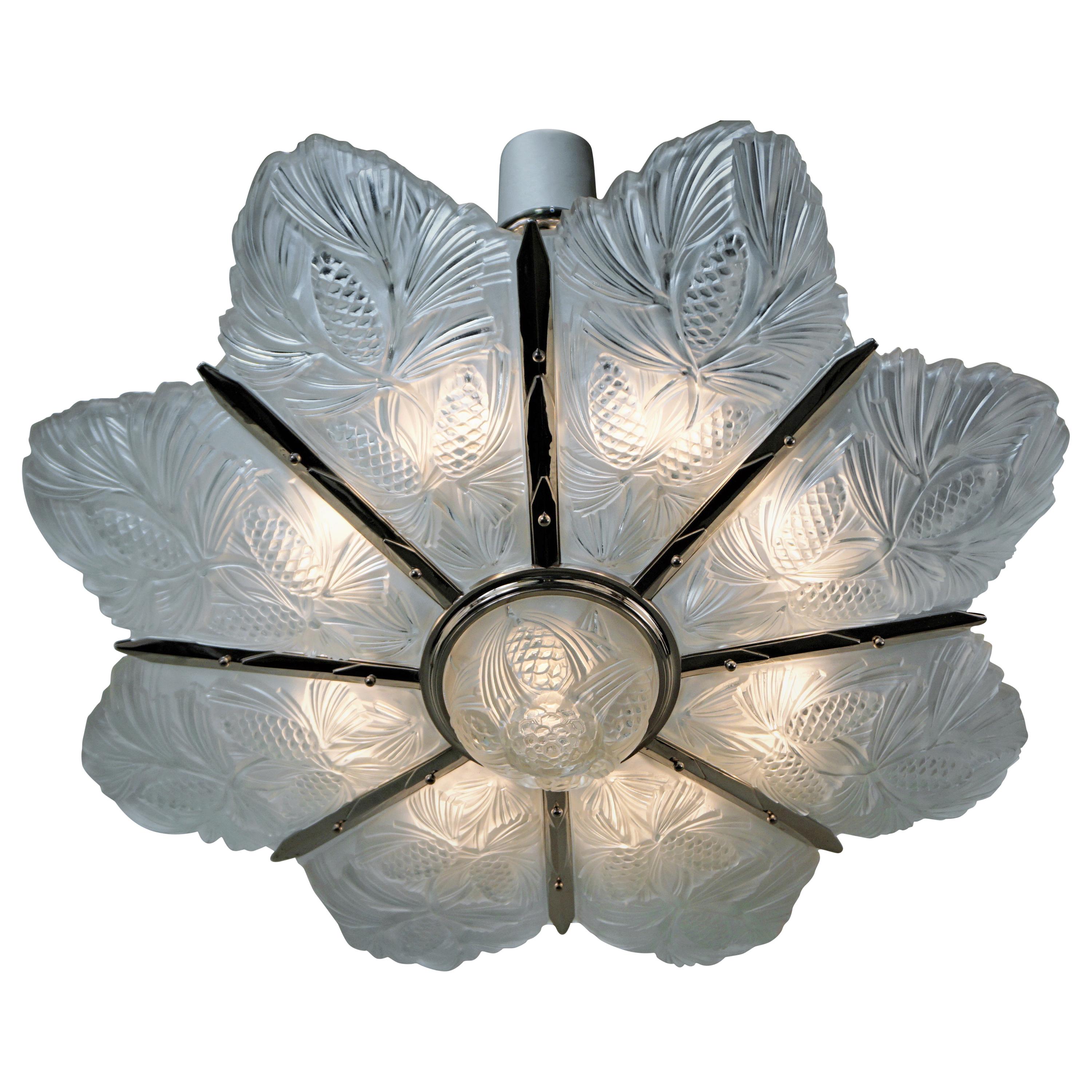 Large Art Deco Chandelier by Sabino