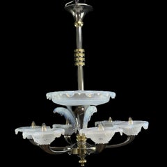 Große ART DECO-Kronleuchter-Hängelampe, signiert von EZAN Design Boris Lacroix, 1930er Jahre