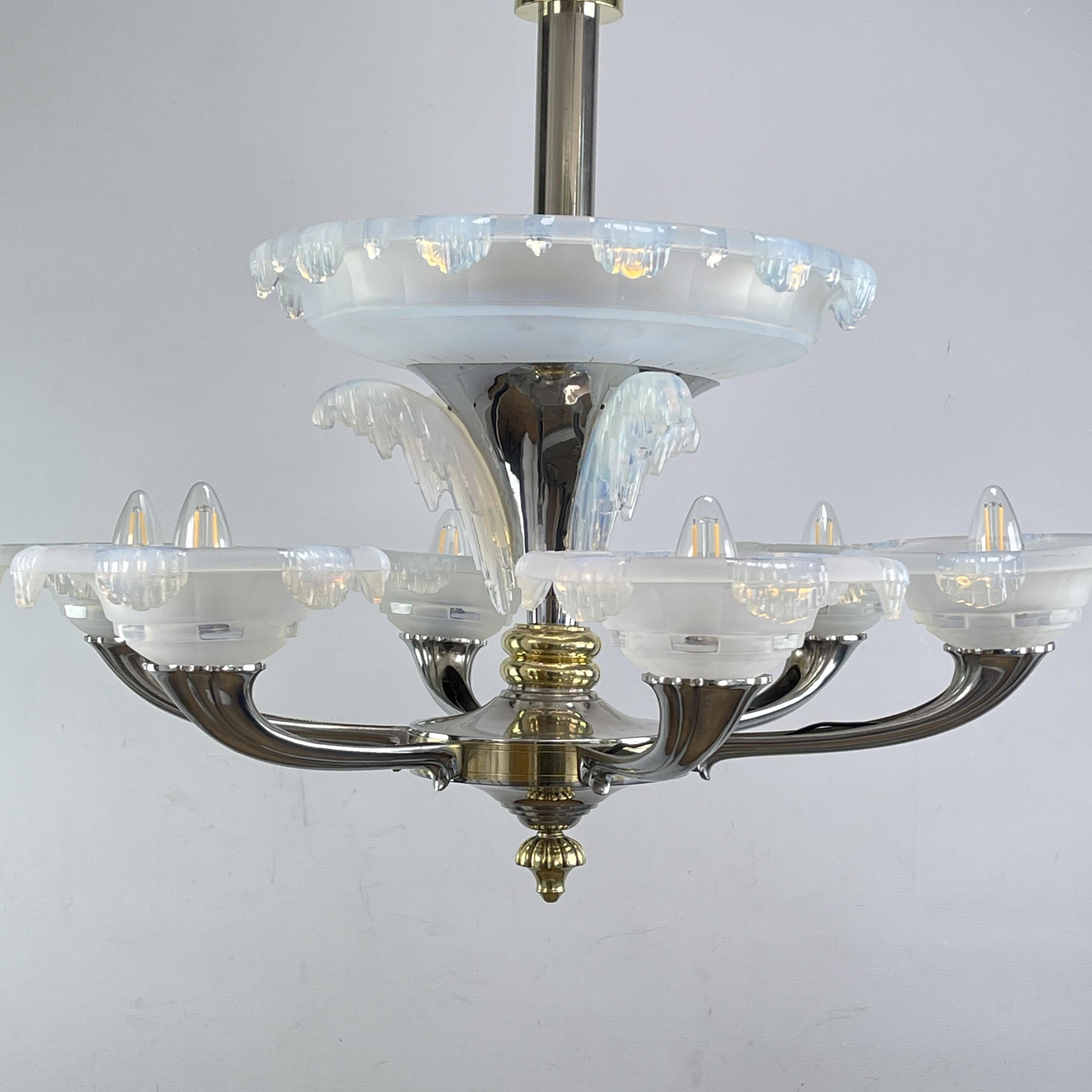 Große ART DECO-Kronleuchter-Hängelampe, signiert von EZAN Design Boris Lacroix, 1930er Jahre (Art déco) im Angebot