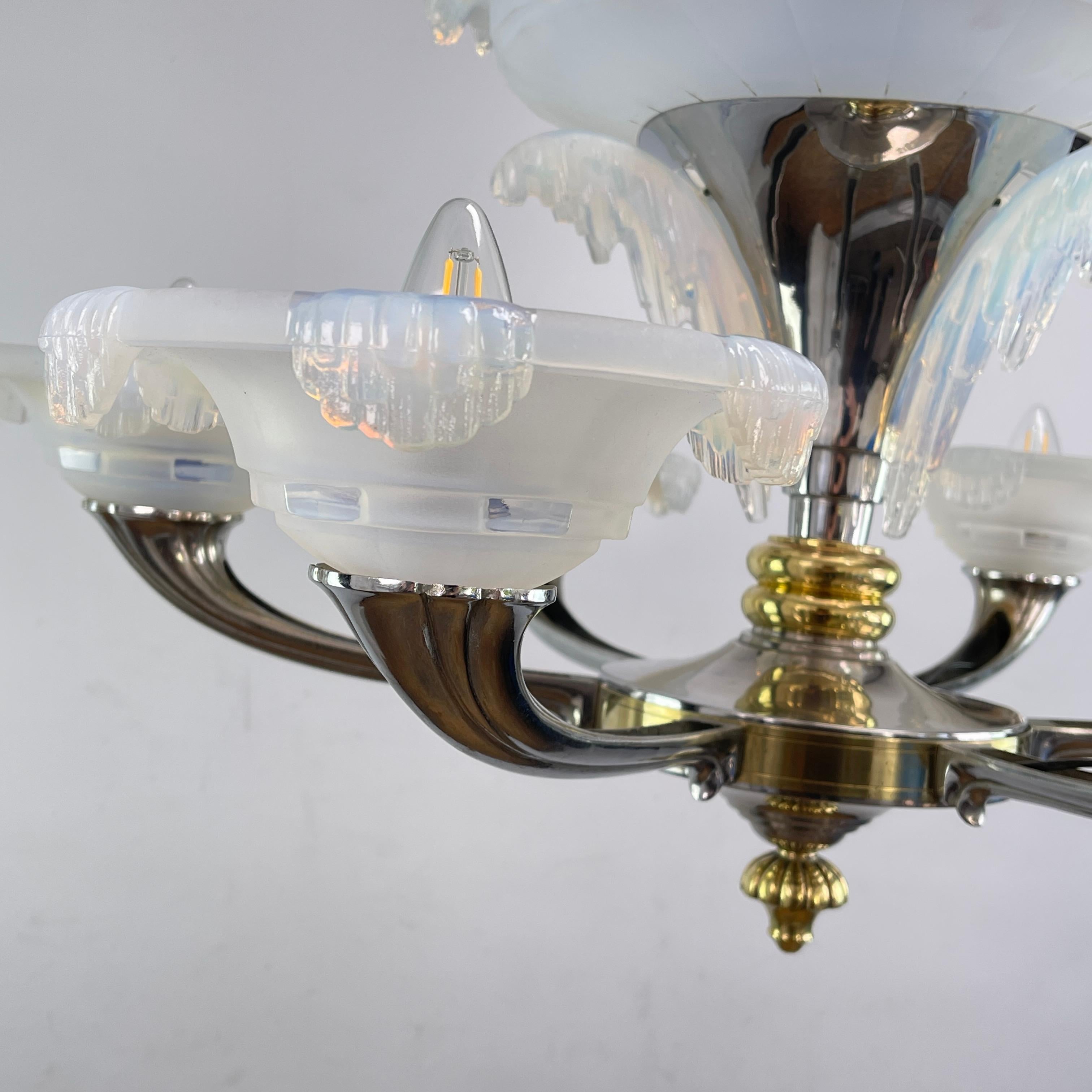 Große ART DECO-Kronleuchter-Hängelampe, signiert von EZAN Design Boris Lacroix, 1930er Jahre im Angebot 2
