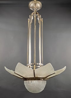 Großer Art-Déco-Kronleuchter, signiert Hettier & Vincent