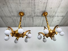 Grandes lámparas de araña art déco al estilo de Dagobert Peche