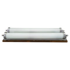 Large Art Deco Chrome and Glass Wall Light, Czechoslovakia