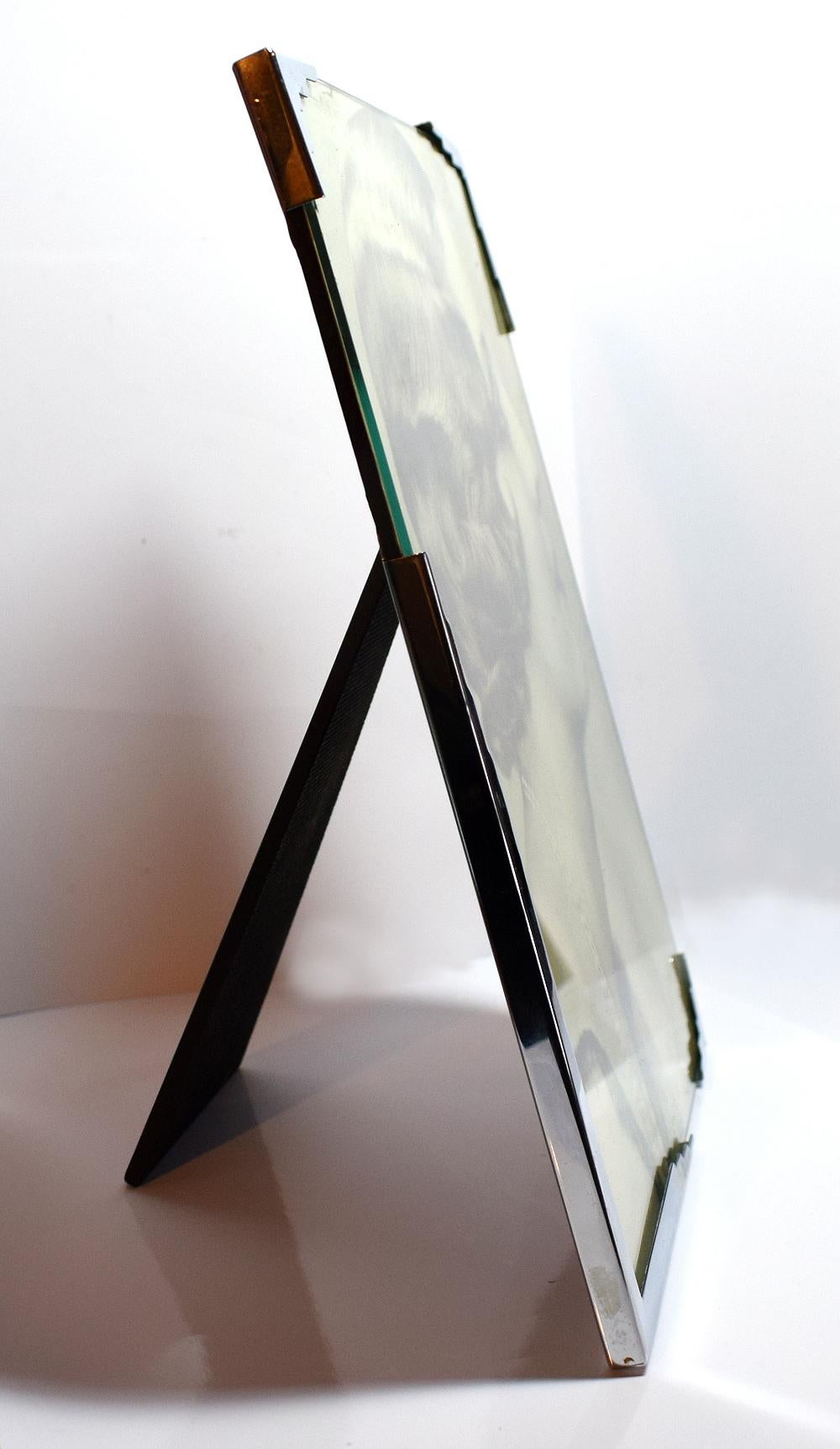 English Large Art Deco Chrome Free Standing Picture Frame