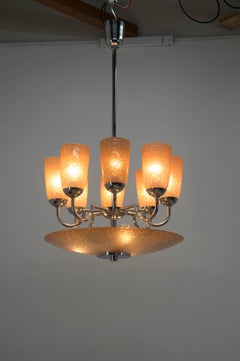 Large Art Deco Chrome-Plated Chandelier