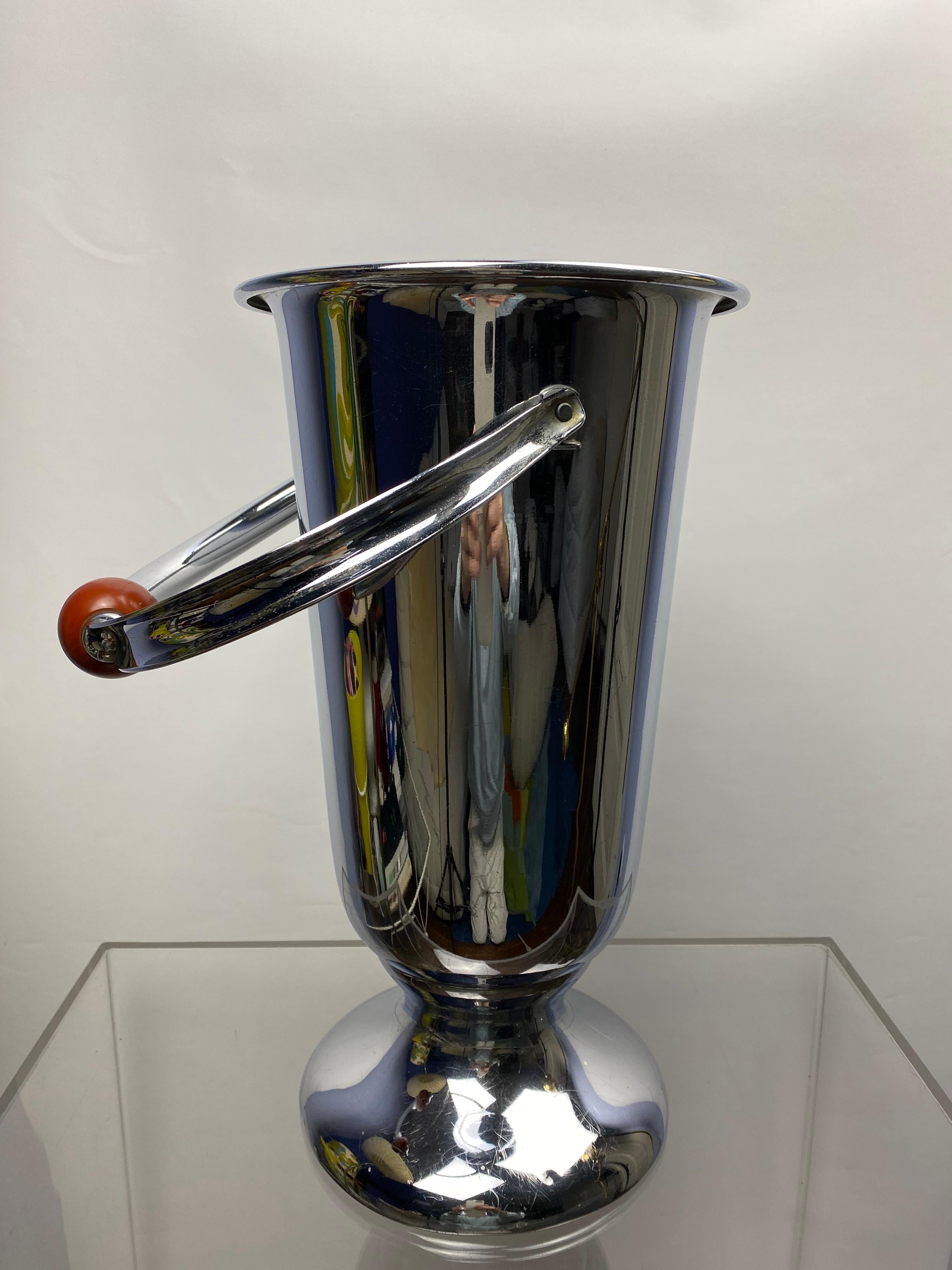Large Art Deco chromed Brass Champagne or Wine Cooler from WMF, Germany, 1920s 4