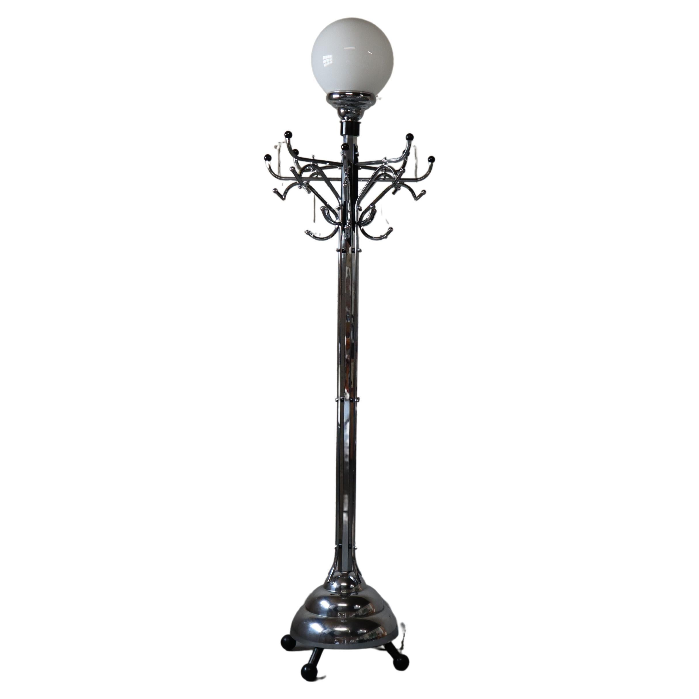 Grande lampe de rangement/lampe de sol Art Déco chromée, début du 20e siècle