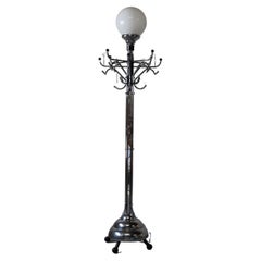 Large Art Deco chromed coat rack/floor lamp, early 20th century