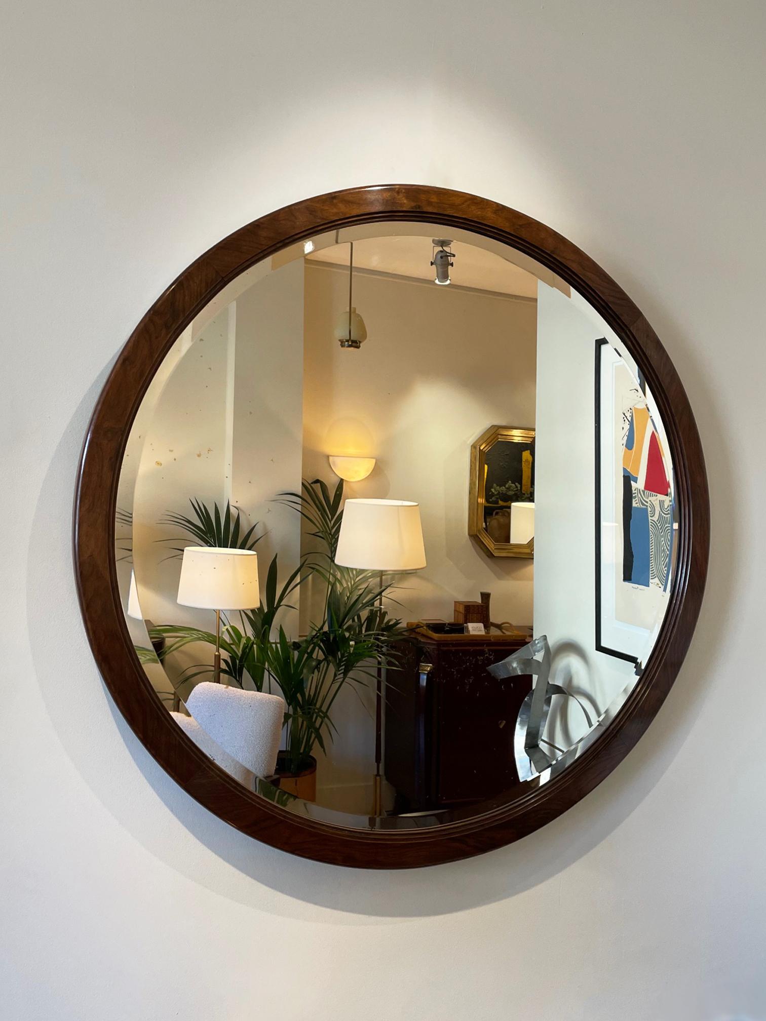 French Large Art Deco Circular Mirror