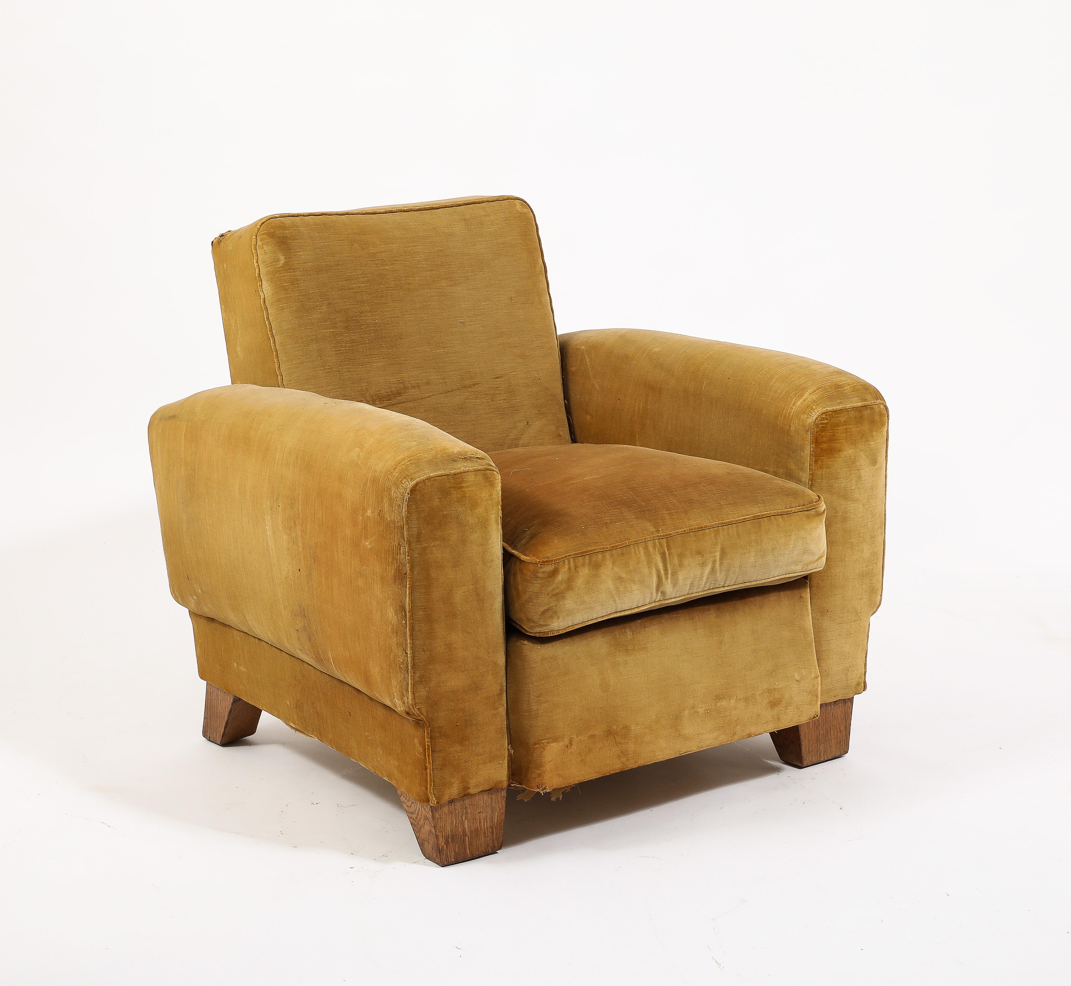 French Large Art Deco Club Chair, France 1940's