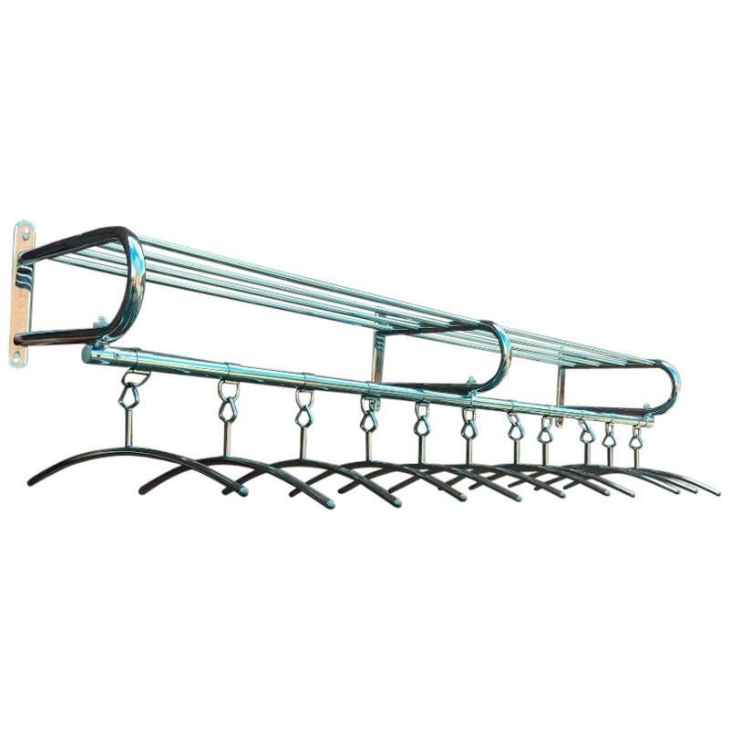 Large Art Deco Coat Rack in Chrome Metal, circa 1970 For Sale