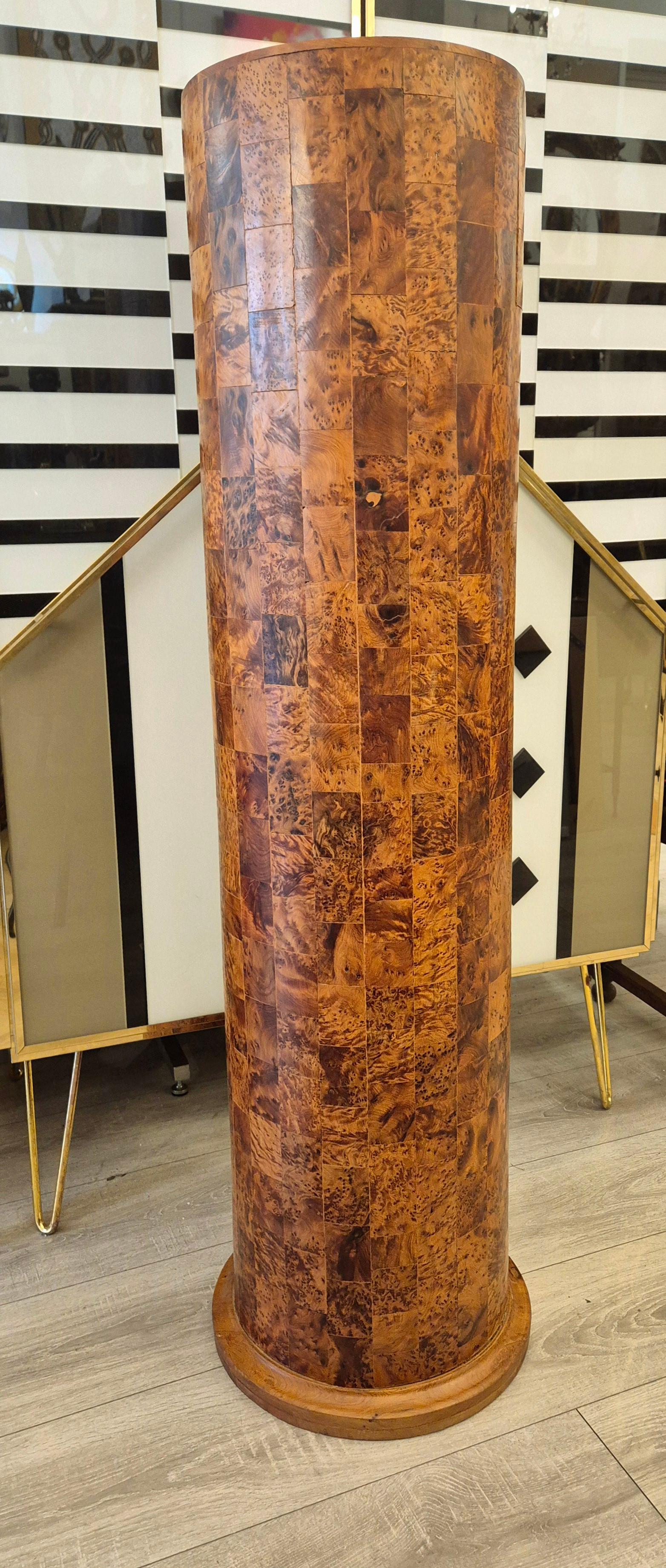 Gran columna Art Decó de madera de Amboyna, 1940 Francés en venta