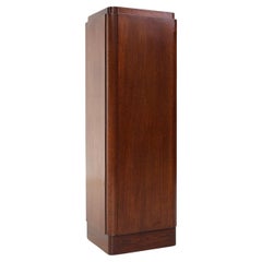 Large Art Deco console or pedestal in dark oak veneer, Belgium 1920s