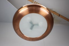 Large Art Deco Copper UFO Hanging Lamp, Czechoslovakia, 1930s