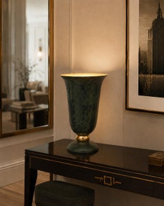 Grande lampe de table Art Decor en forme de cornet, décorée à la feuille d'or, années 1920