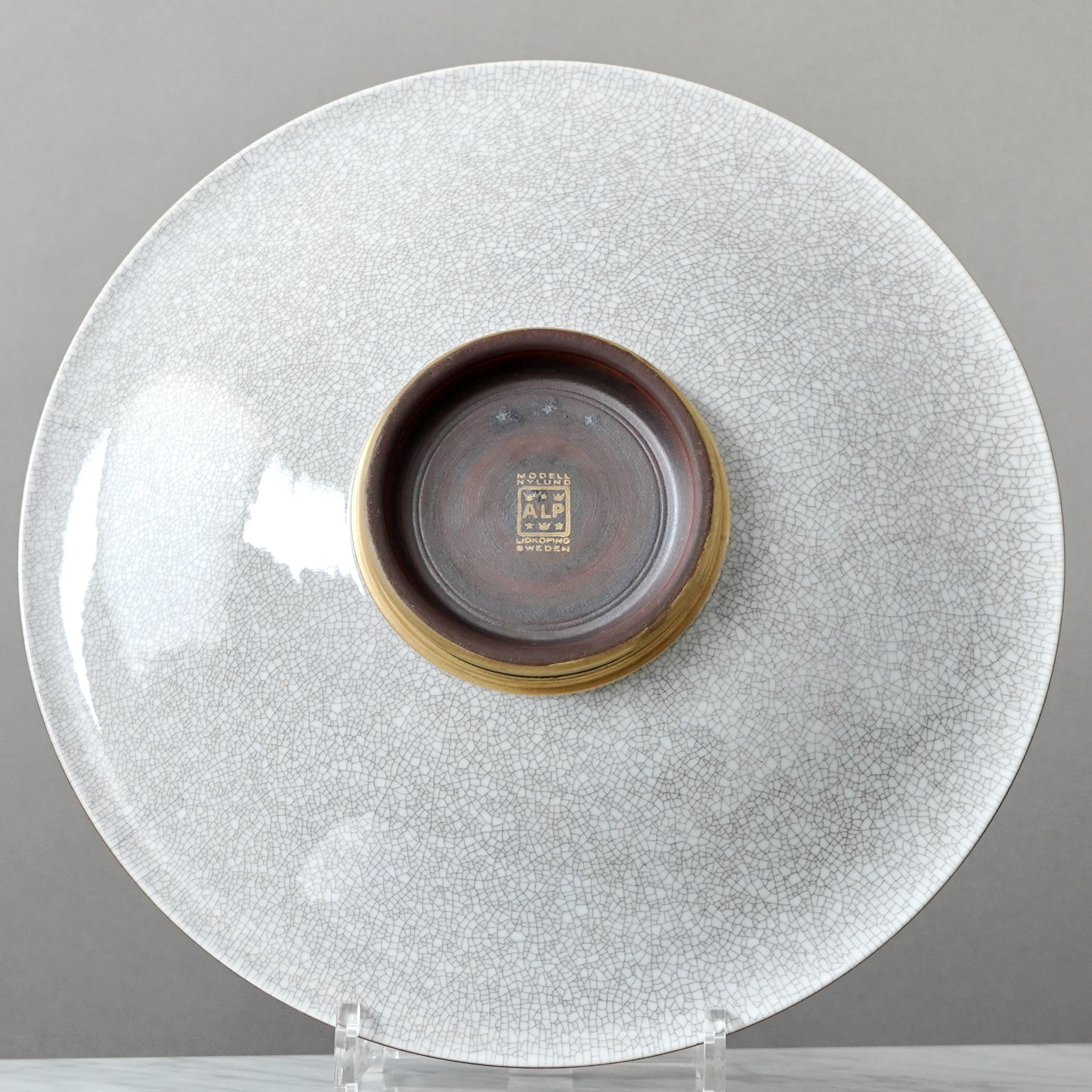 Grand bol Art Déco émaillé craquelé de Gunnar Nylund pour ALP, Suède, années 1930 Bon état - En vente à Malmö, SE