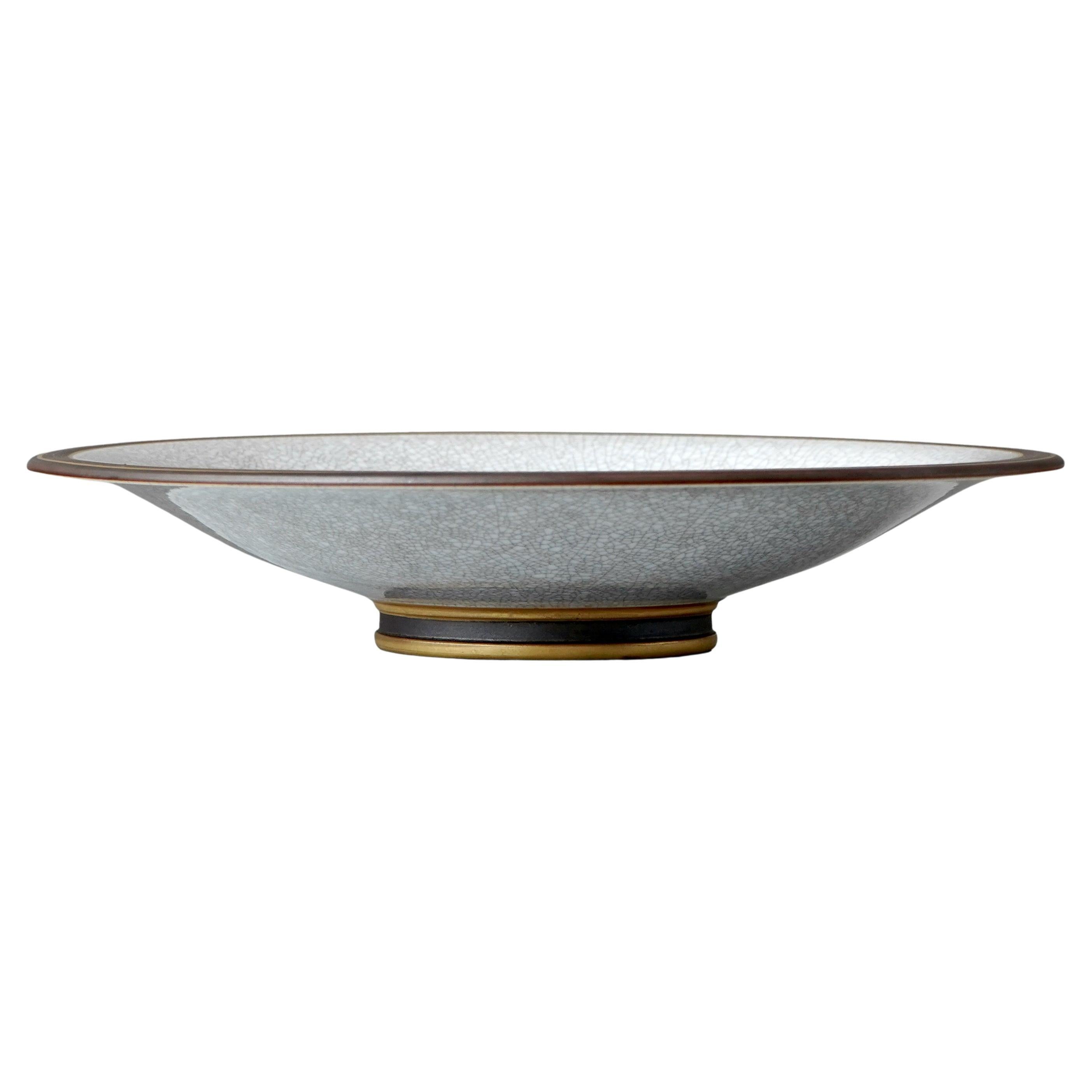 Grand bol Art Déco émaillé craquelé de Gunnar Nylund pour ALP, Suède, années 1930