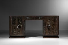 Large Art Deco desk in black-washed oak, 1930s